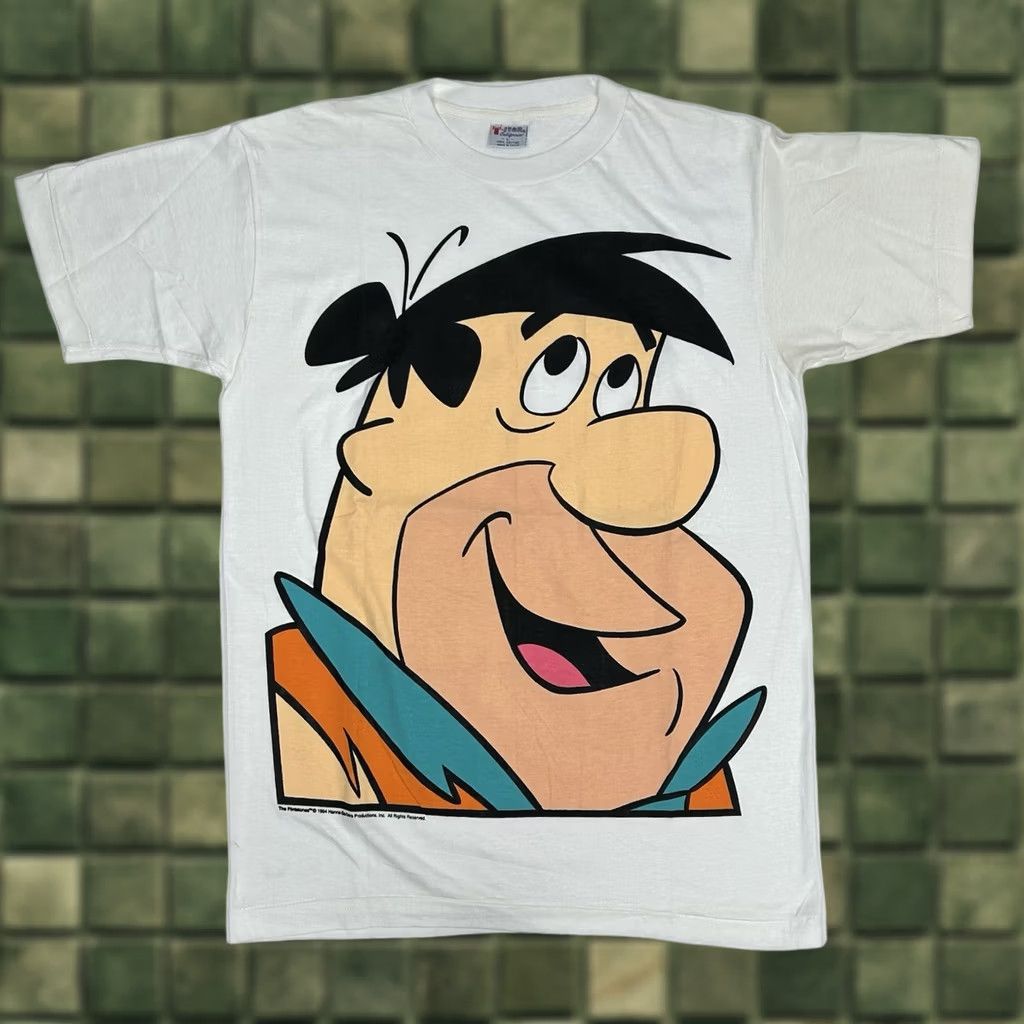 FRED VINTAGE The Flintstones T-Shirt Mens Large White Fred Flintstone Big Face 1994 90s Cartoon TV Show Hanna-Barbera Size US L / EU 52-54 / 3 - 1 Thumbnail