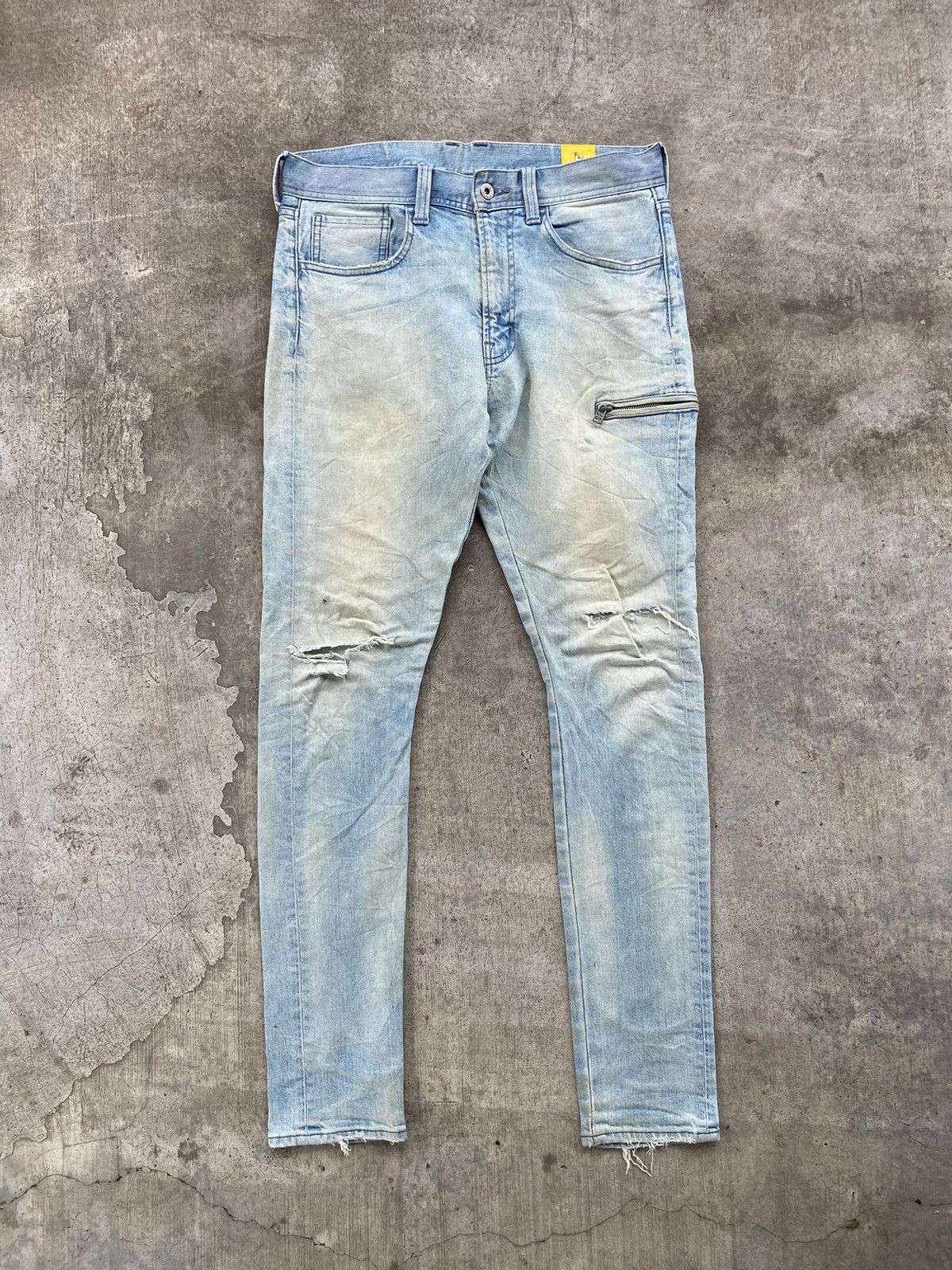 FR2 FR2 Denim Cowhide Distressed Knee Tappered Fits Denim Pants Size US 33 - 1 Thumbnail