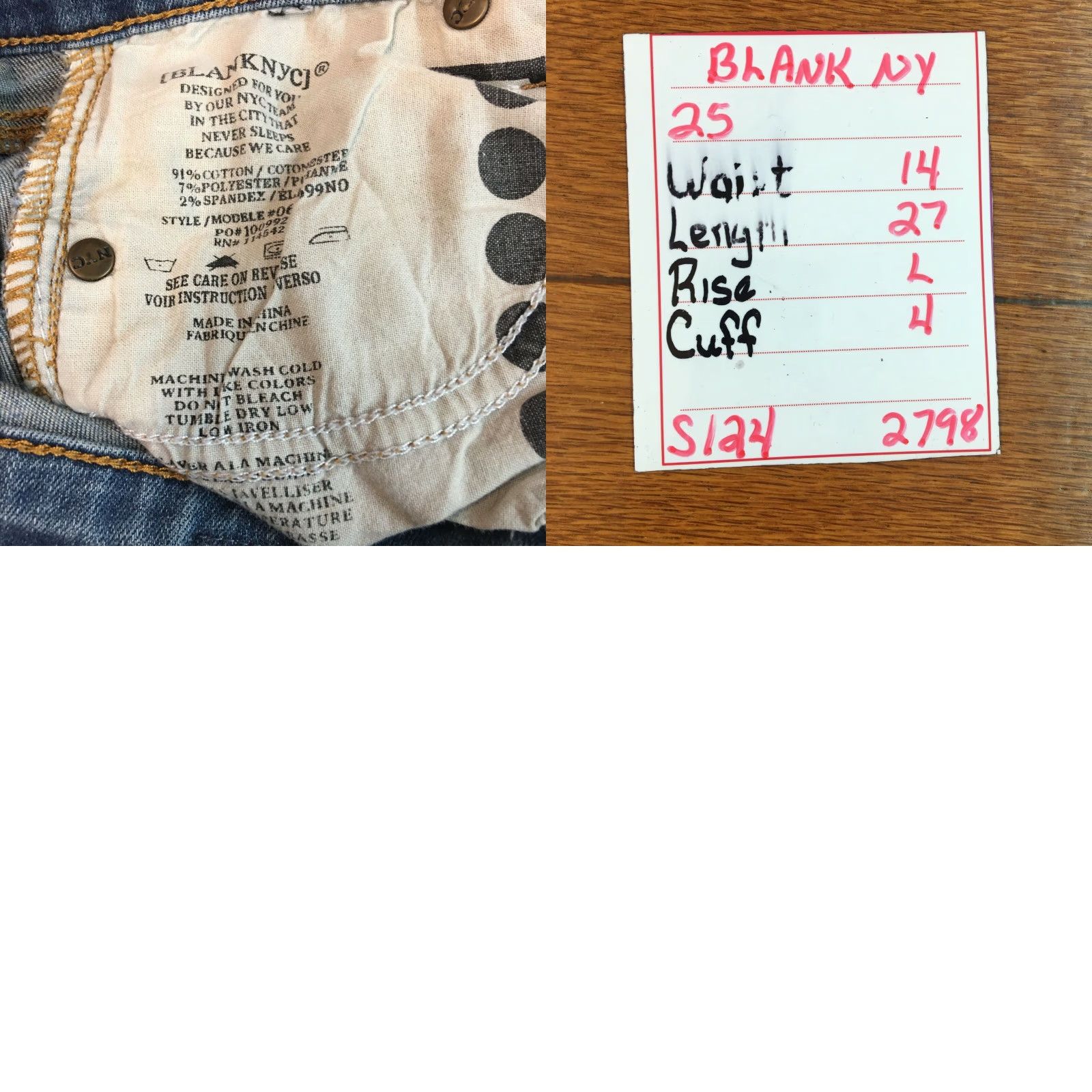 Vintage Blank NYC Jeans Skinny Blue Denim Cropped Regular Fit Distressed Cropped Skinny Blue Denim Jeans Size 25 Womens Size 42" / US 20 - 8 Thumbnail