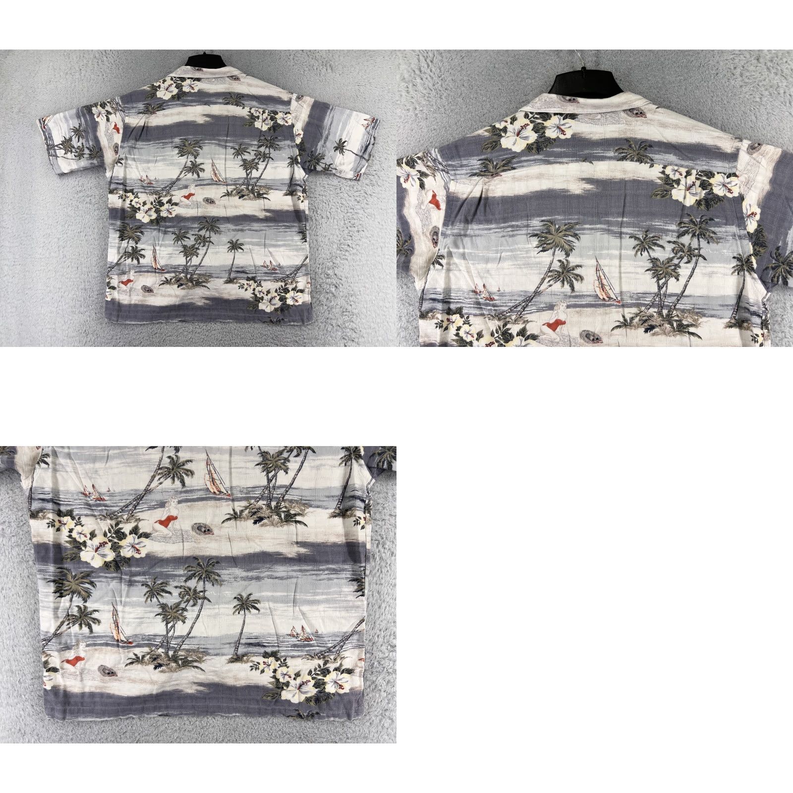 Vintage Palm Island Shirt Men's Beige Gray Hawaiian Cotton Blend Button-Up Short Sleeve Aloha Floral - 40 Chest, L Size US L / EU 52-54 / 3 - 9 Thumbnail