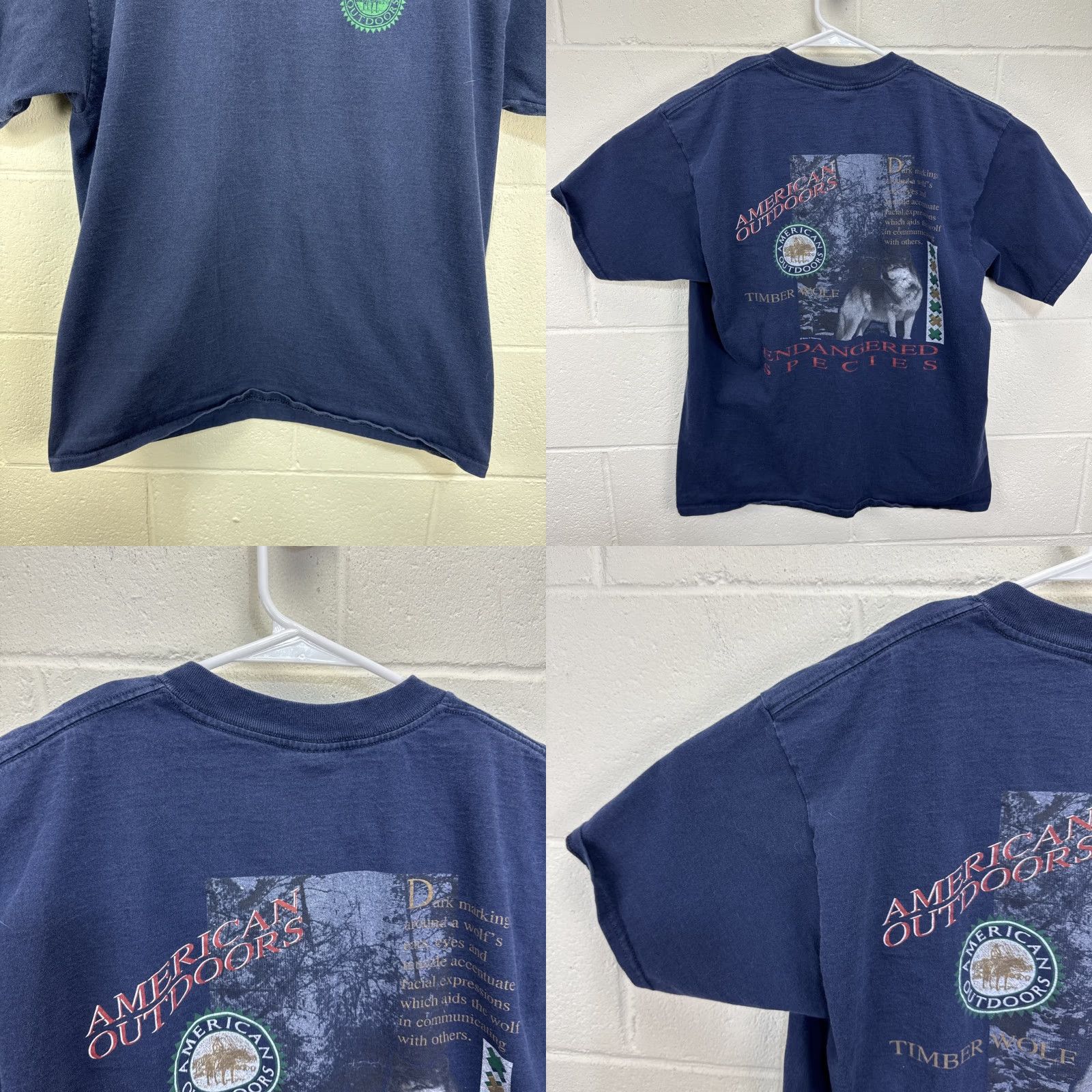 Gildan VINTAGE Gildan T-Shirt American Outdoors Timber Wolf Blue Shirt Men XL Crew Neck Short Sleeve N/A Size US XL / EU 56 / 4 - 8 Thumbnail