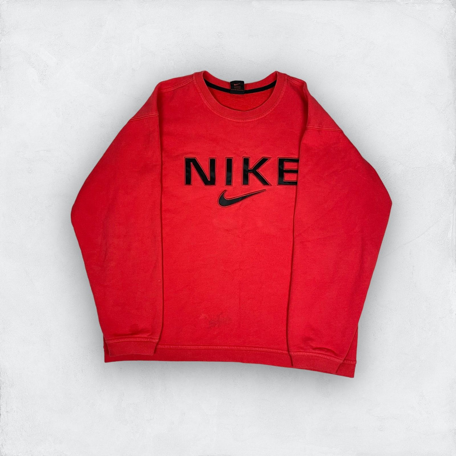 Nike × Vintage Nike Red Spellout Logo Fleece Pullover Sweatshirt L(12-14) Size US L / EU 52-54 / 3 - 1 Thumbnail