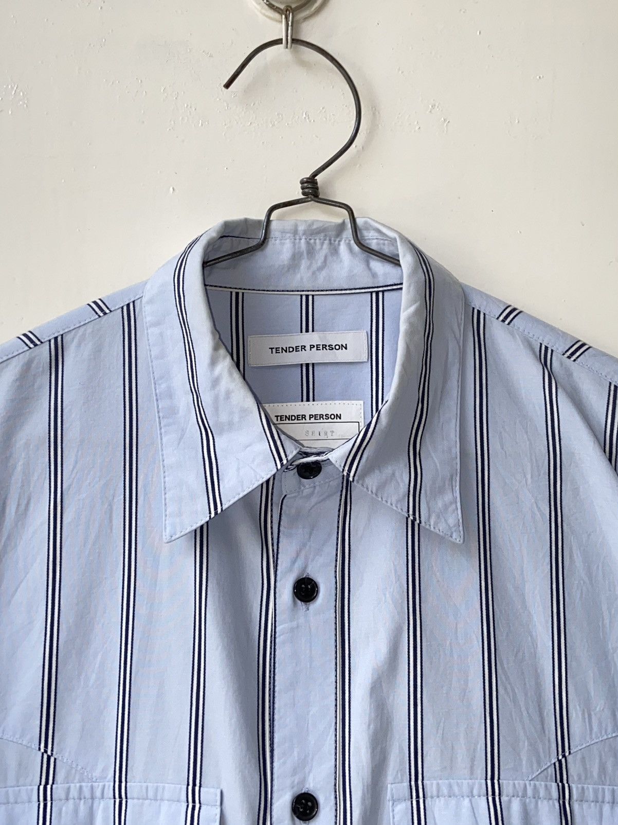 Designer × Japanese Brand TENDER PERSON Blue Striped Shirt Size US M / EU 48-50 / 2 - 4 Thumbnail