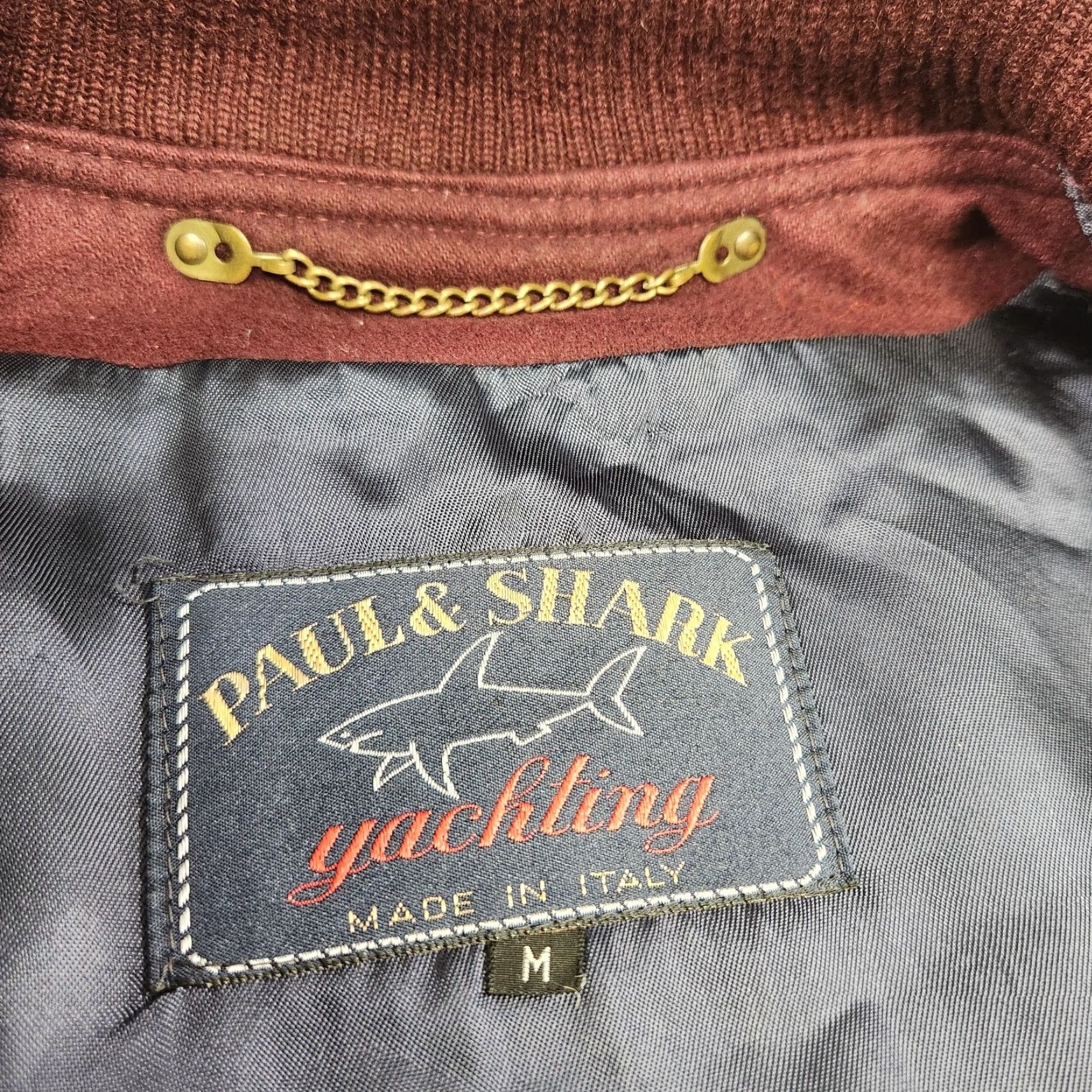 Paul & Shark Paul & Shark Yachting Wool Bomber Jacket Men M Italy Maroon Double Loop Collar Size US M / EU 48-50 / 2 - 6 Thumbnail