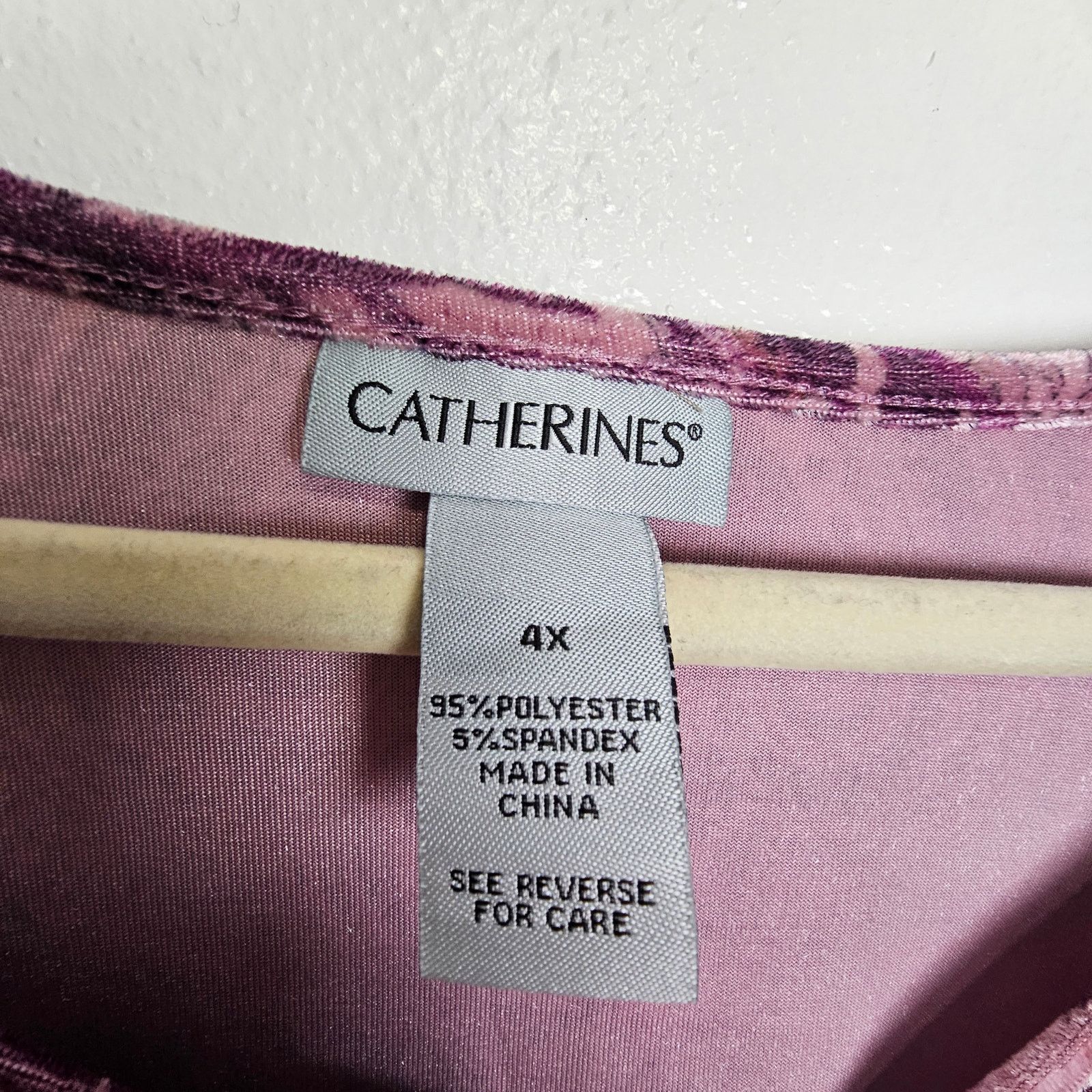AVA CATHERSIDE Catherines Blouse Velvet Vneck Shirt Pink Purple Women 4X Size 4XL / US 24-26 - 6 Thumbnail