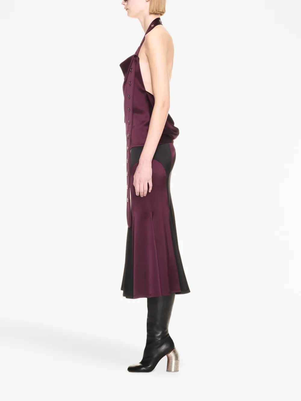 Off-White o1y1225 Midi Skirt in Black/Burgundy Size 27" / US 4 / IT 40 - 3 Thumbnail