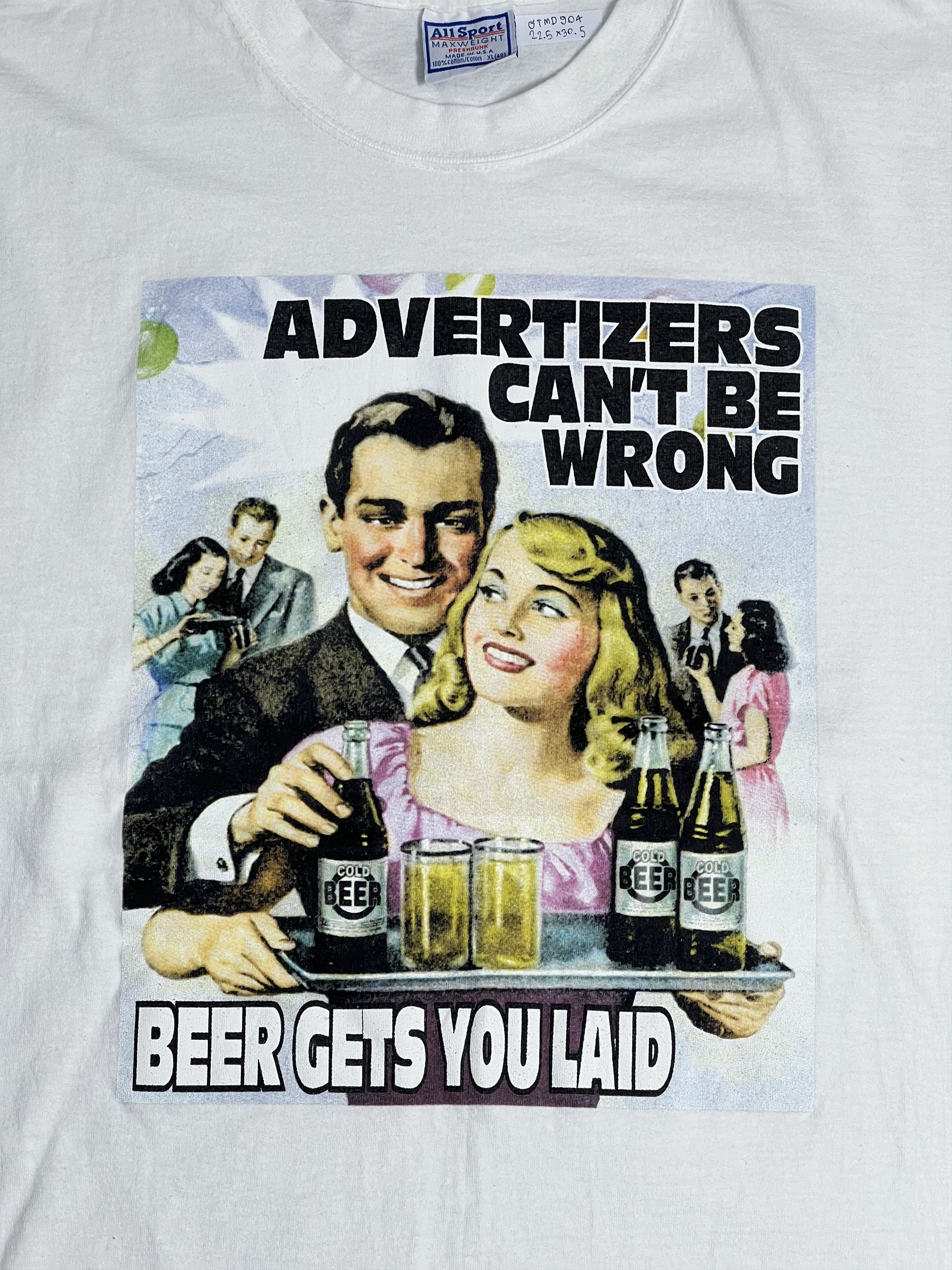 Vintage Vintage 90s Beer Gets You Laid Parody Art Tee (XL) GTMD904 Size US XL / EU 56 / 4 - 2 Thumbnail