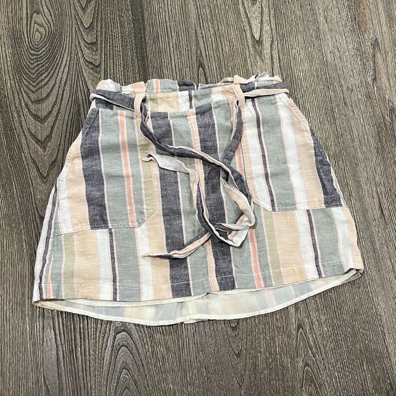 American Eagle Outfitters American Eagle Paperbag Mini Skirt Tie-Waist Linen Cotton S Size 26" / US 2 / IT 38 - 1 Thumbnail