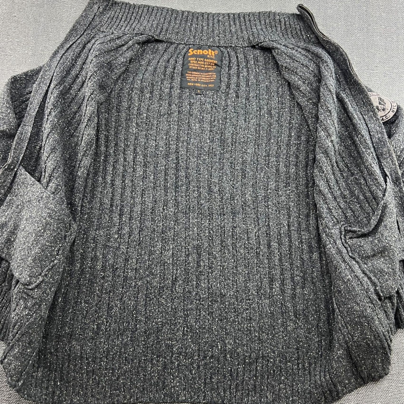 Schott Schott NYC Jacket Mens Large Gray Military Full Zip Wool blend Sweater Army Shirt? Size US XL / EU 56 / 4 - 2 Thumbnail