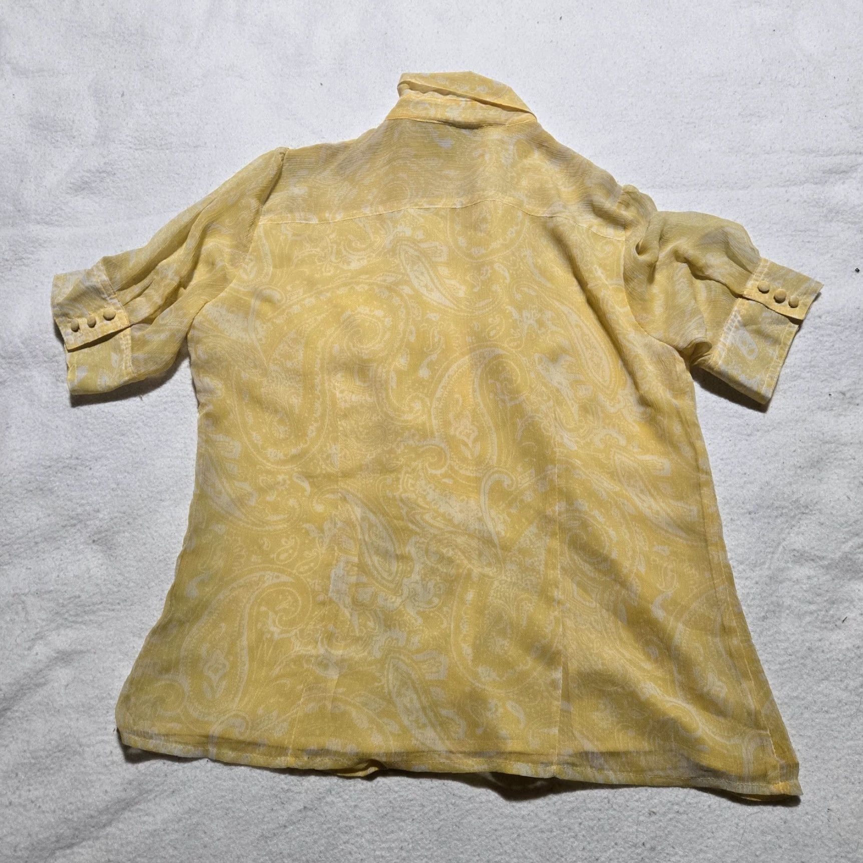 Vintage Jaclyn Smith Blouse Shirt Adult Women's M Yellow Button Up Ruffles Top Womens Size M / US 6-8 / IT 42-44 - 7 Thumbnail