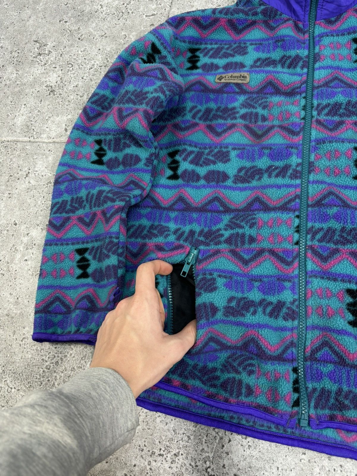 Columbia × Vintage Crazy Archive 90s Columbia Aztec Synchilla Zip Fleece Y2K Size US S / EU 44-46 / 1 - 7 Thumbnail