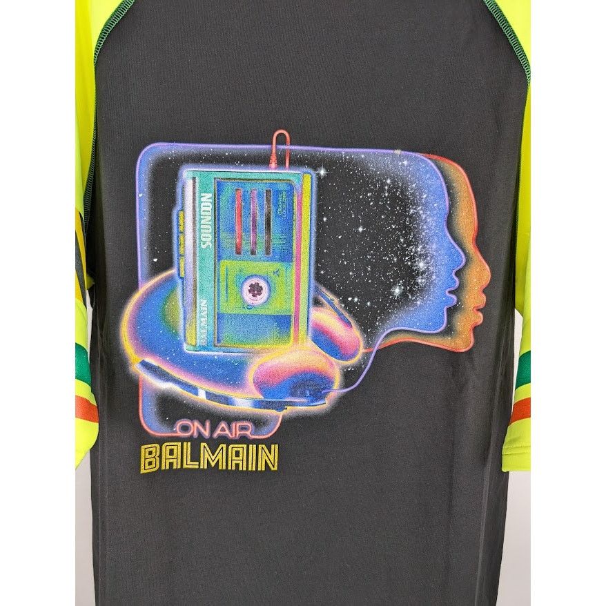 Balmain o1rshd1 Q:2 / " On Air " T-Shirt in Black/Lime Size US M / EU 48-50 / 2 - 4 Thumbnail