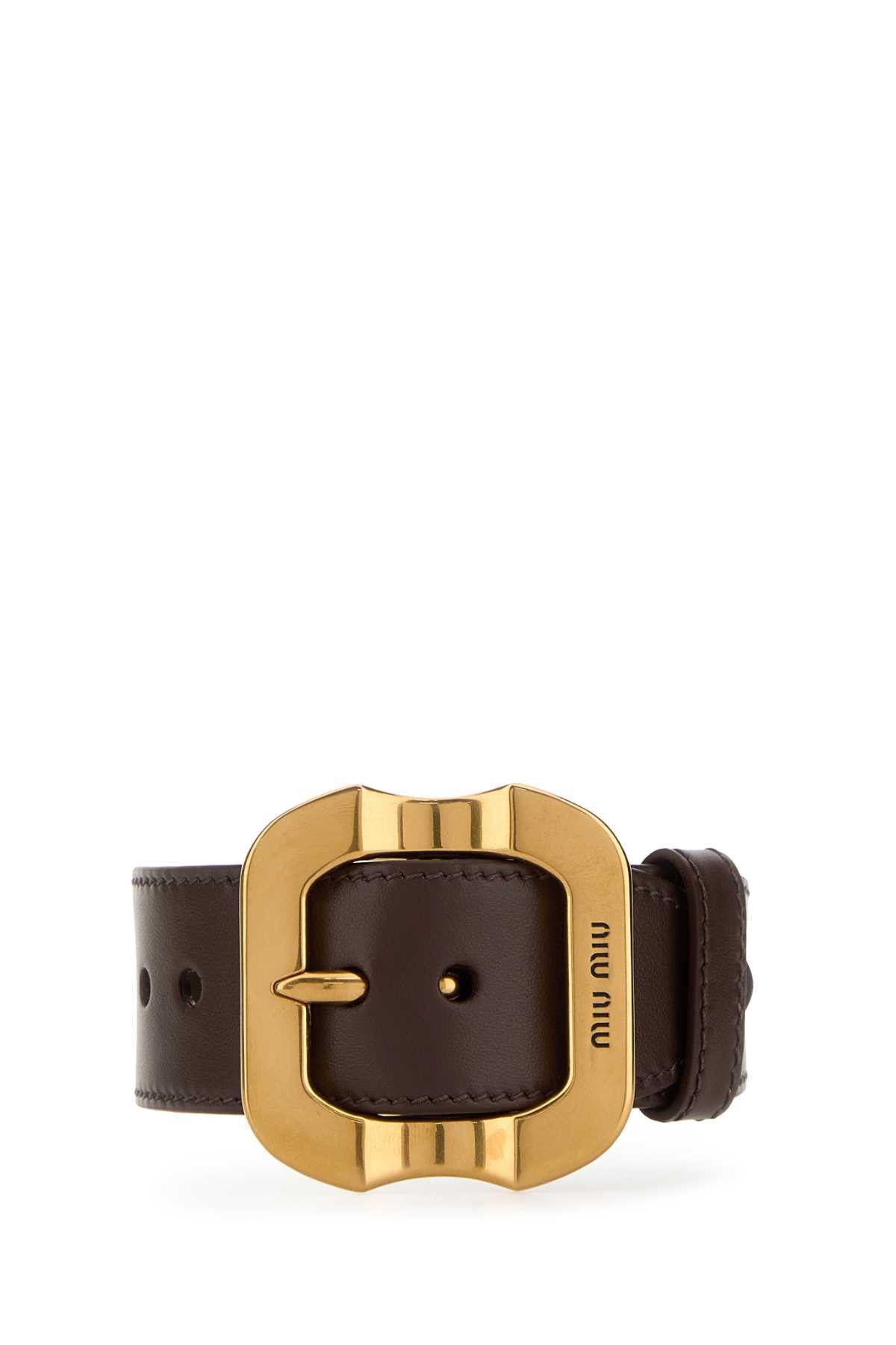 【送料&関税込】Miu Miu Brown Leather Bracelet Miu Miu wrap-around Leather Bracelet | Brown | FARFETCH