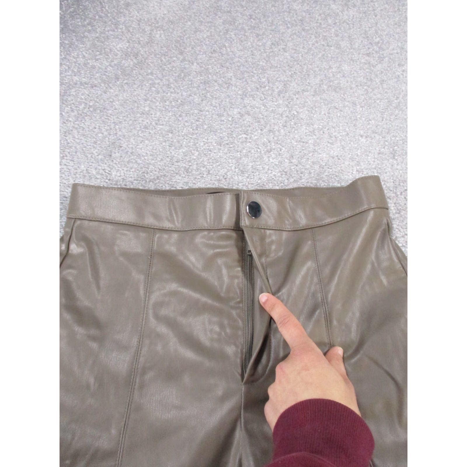 Zara VINTAGE Zara Women's Pants Skinny Ankle Zip Faux Leather Medium Brown 90s Casual Womens Size 32" / US 10 / IT 46 - 5 Thumbnail