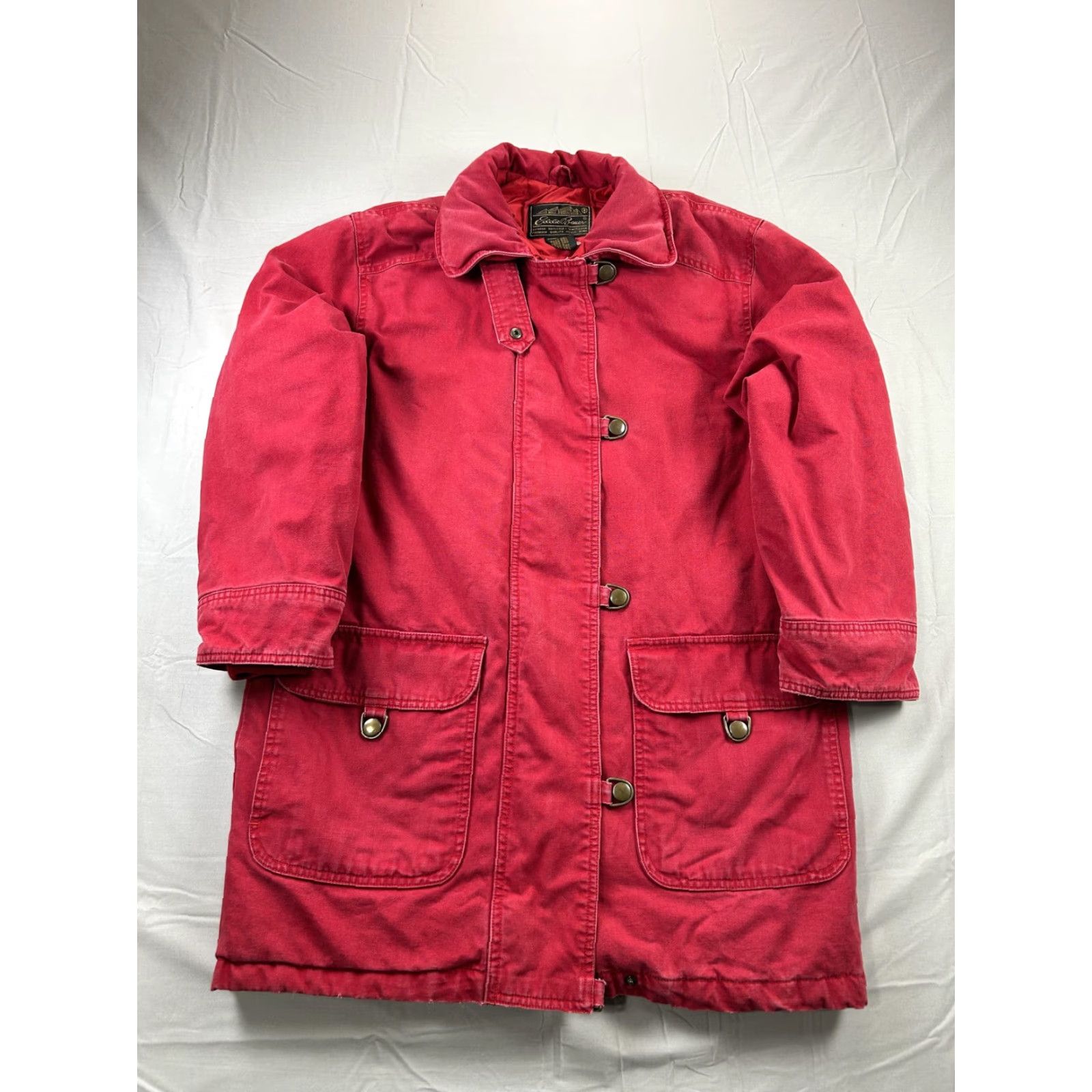 Eddie Bauer VINTAGE Eddie Bauer Coat Parka Women’s Medium Red Down Lined 90s Canvas Nylon Full Zip Pockets Collar Casual Travel Size M / US 6-8 / IT 42-44 - 4 Thumbnail
