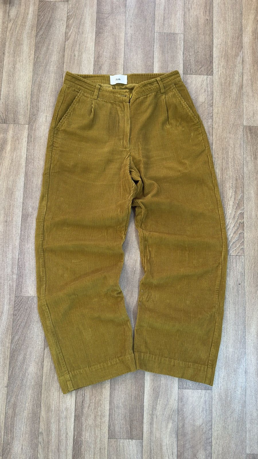 Folk Folk Mustard Yellow Corduroy Trousers Pants Pleated Wide Leg Size US 32 / EU 48 - 2 Thumbnail