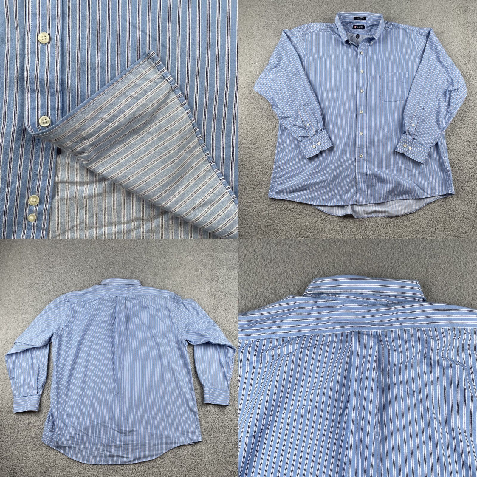Chaps VINTAGE Chaps Shirt, Button-Up, Striped, Blue, XL, Long Sleeve, Wrinkle Free, EUC, Mens Size US XL / EU 56 / 4 - 8 Thumbnail