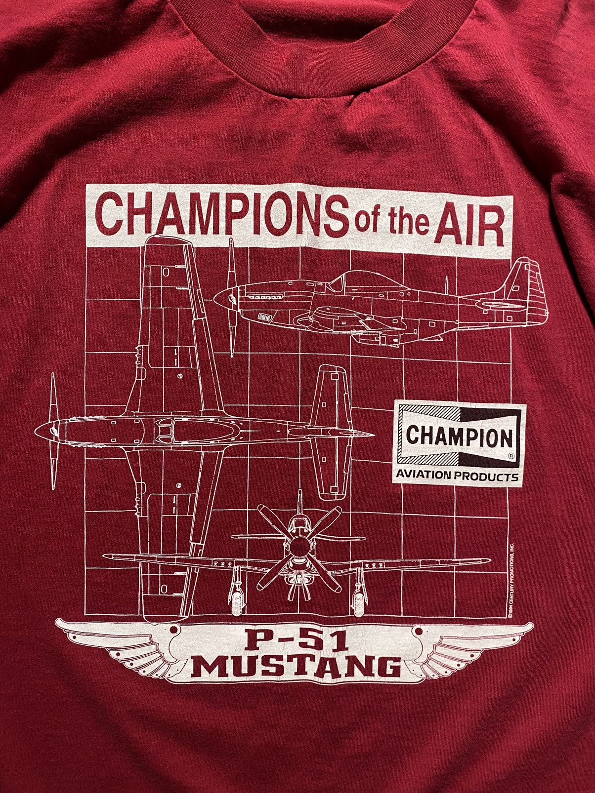 Vintage VINTAGE P-51 Mustang Champion Tee Size US XL / EU 56 / 4 - 2 Thumbnail