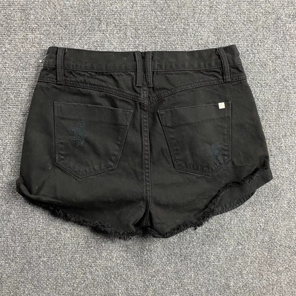 Bebe Bebe Shorts Women's 27 Black Denim Ripped Rolled Hem Size 27" / US 4 / IT 40 - 4 Thumbnail