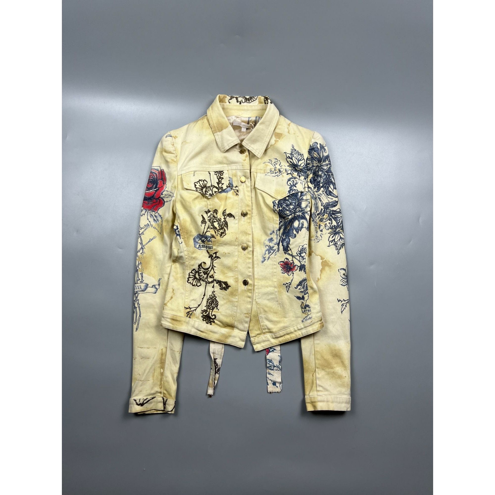 Roberto Cavalli 2003 Roberto Cavalli Runway Tattoo Denim Jacket (Y0879) Size S / US 4 / IT 40 - 3 Thumbnail