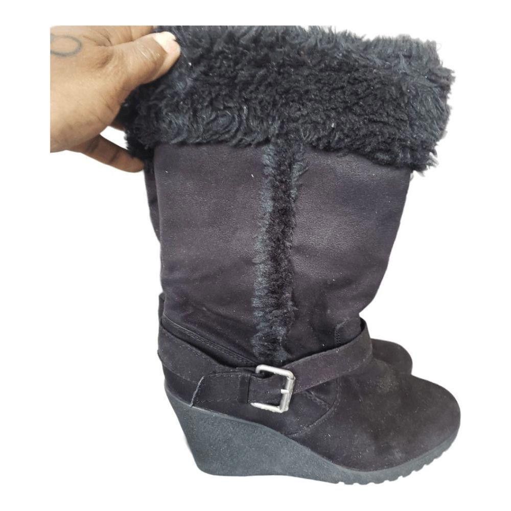 Donald Pliner CT1809a Donald J Pliner Black Suede Fur Top Boots 6.5 Size US 6.5 / IT 36.5 - 5 Thumbnail
