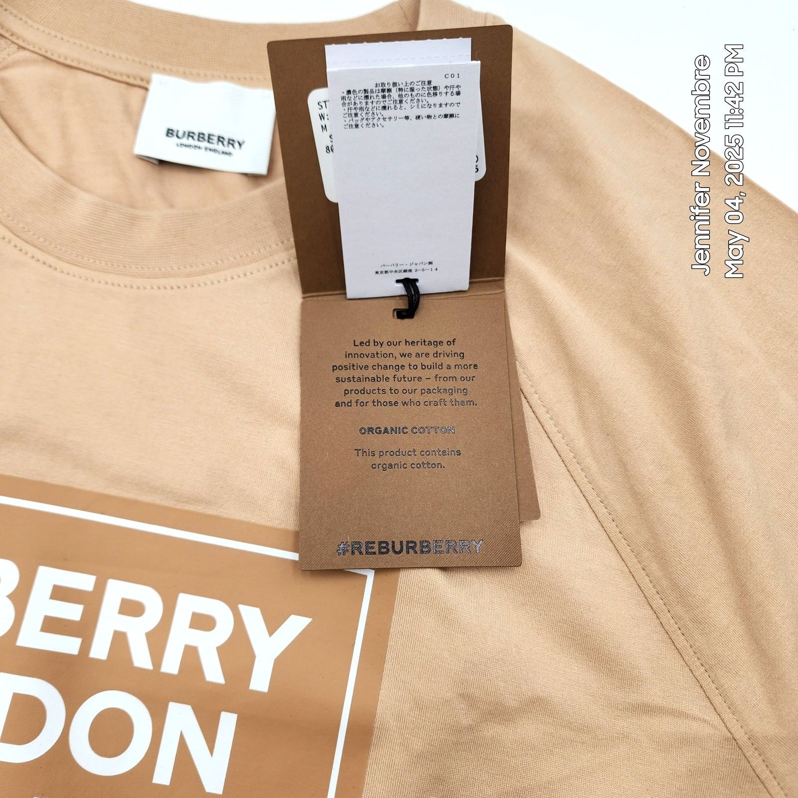 Burberry WOMEN'S BURBERRY SANTO LOGO T-SHIRT/SOFT FAWN/MEDIUM $480 Size M / US 6-8 / IT 42-44 - 17 Thumbnail