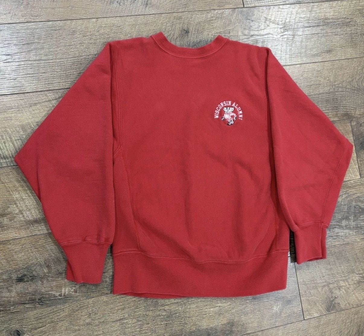 VTG 80s Champion Reverse Weave Wisconsin Crewneck Red Medium