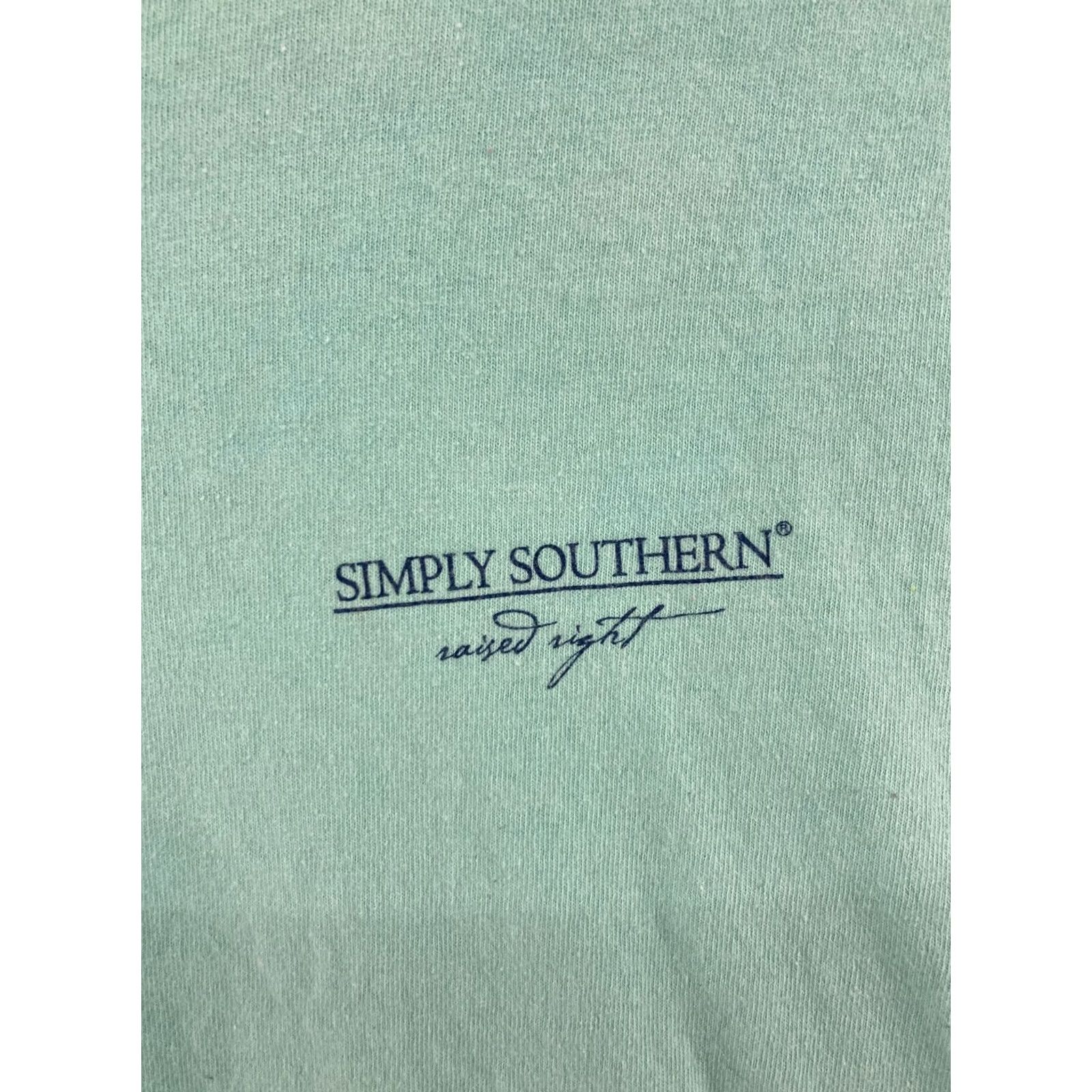 Vintage Simply Southern Womens TShirt Medium Blue Raised Right Sea Turtle Size M / US 6-8 / IT 42-44 - 5 Thumbnail