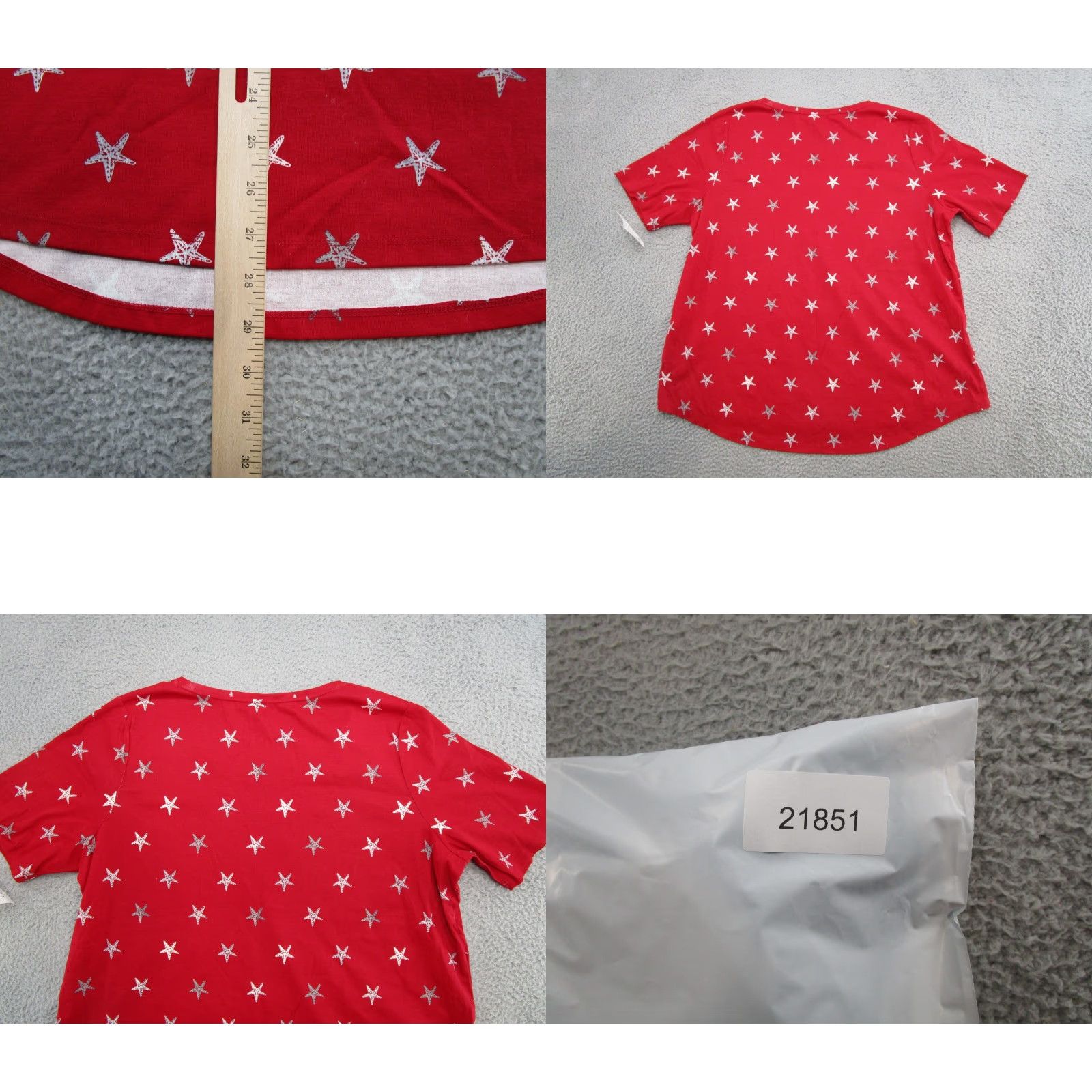 Croft & Barrow Croft & Barrow Women's Starfish Beach Short Sleeve Shirt 2X Plus Size Red Beach Theme T-Shirt Womens Size XXL / US 16-18 / IT 52-54 - 8 Thumbnail