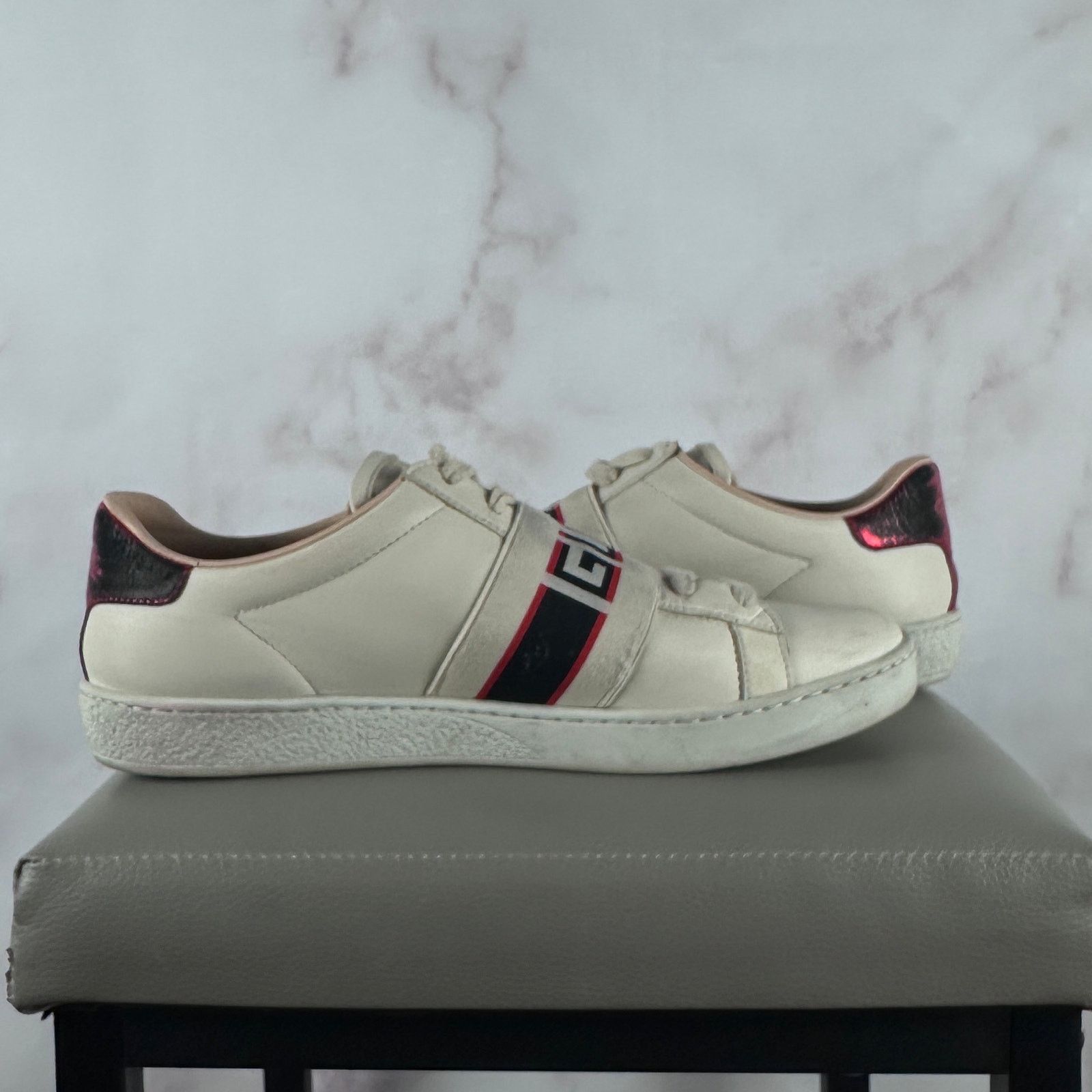 Gucci Ace Stripe White Low Sneaker Size US 5.5 / IT 35.5 - 12 Thumbnail
