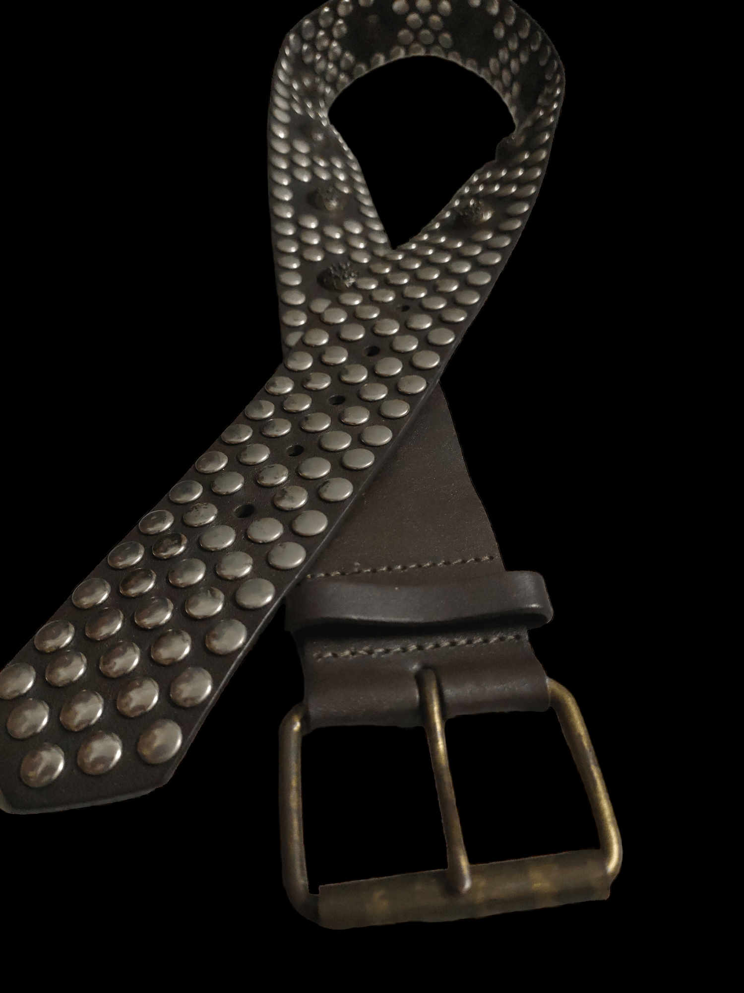 Leather Leather Belt Studded x Handmade Design Size 34 - 1 Thumbnail