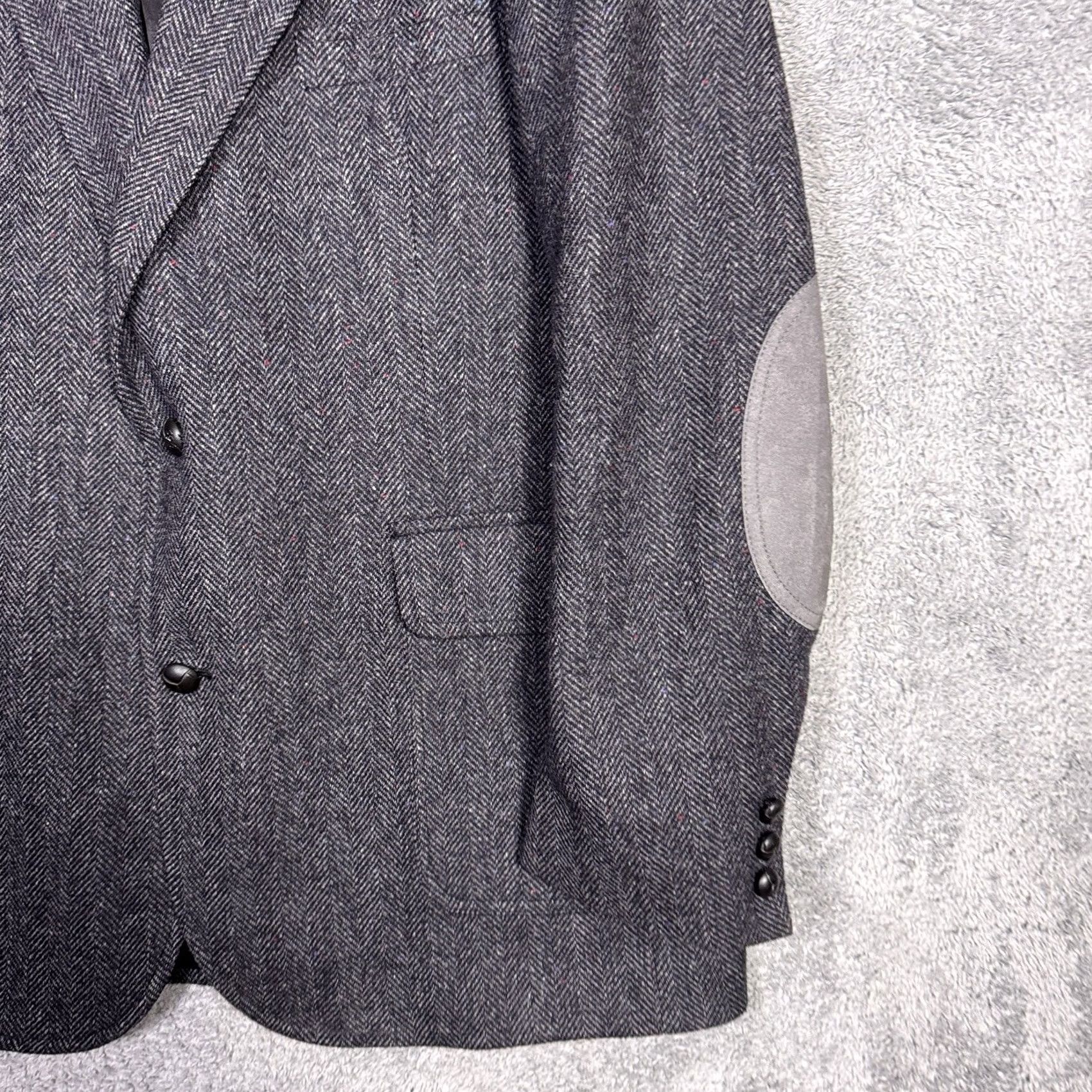 Pendleton Pendleton Blazer Men 44L Wool Tweed Vintage USA Geometric 80s 90s Notch Lapel Regular Single-Breasted 2-Button Chest 44 in Gray Size 44R - 2 Thumbnail