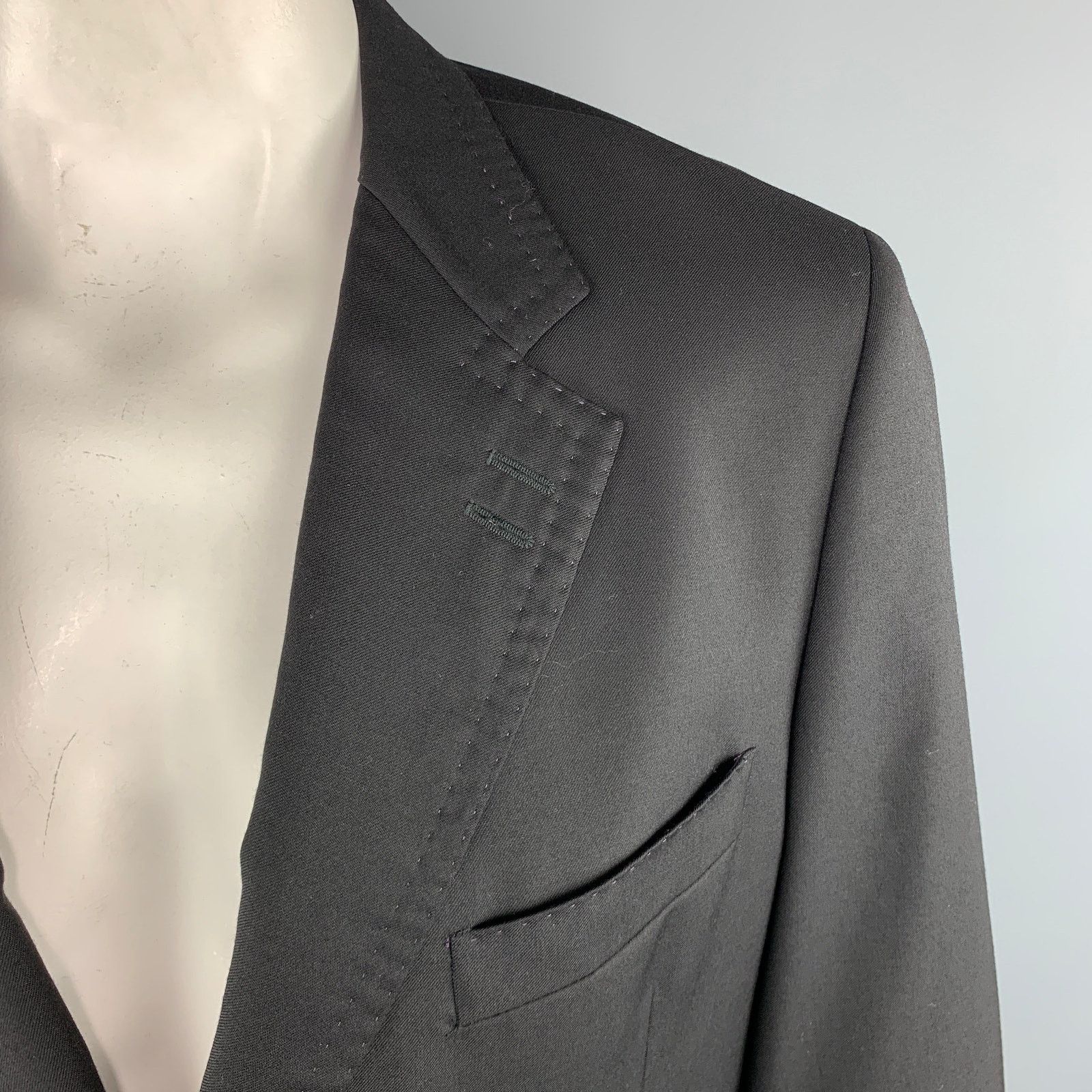 Paul Smith PAUL SMITH 44 Black Wool/Cashmere Notch Lapel Sport Coat Size 44R - 3 Thumbnail