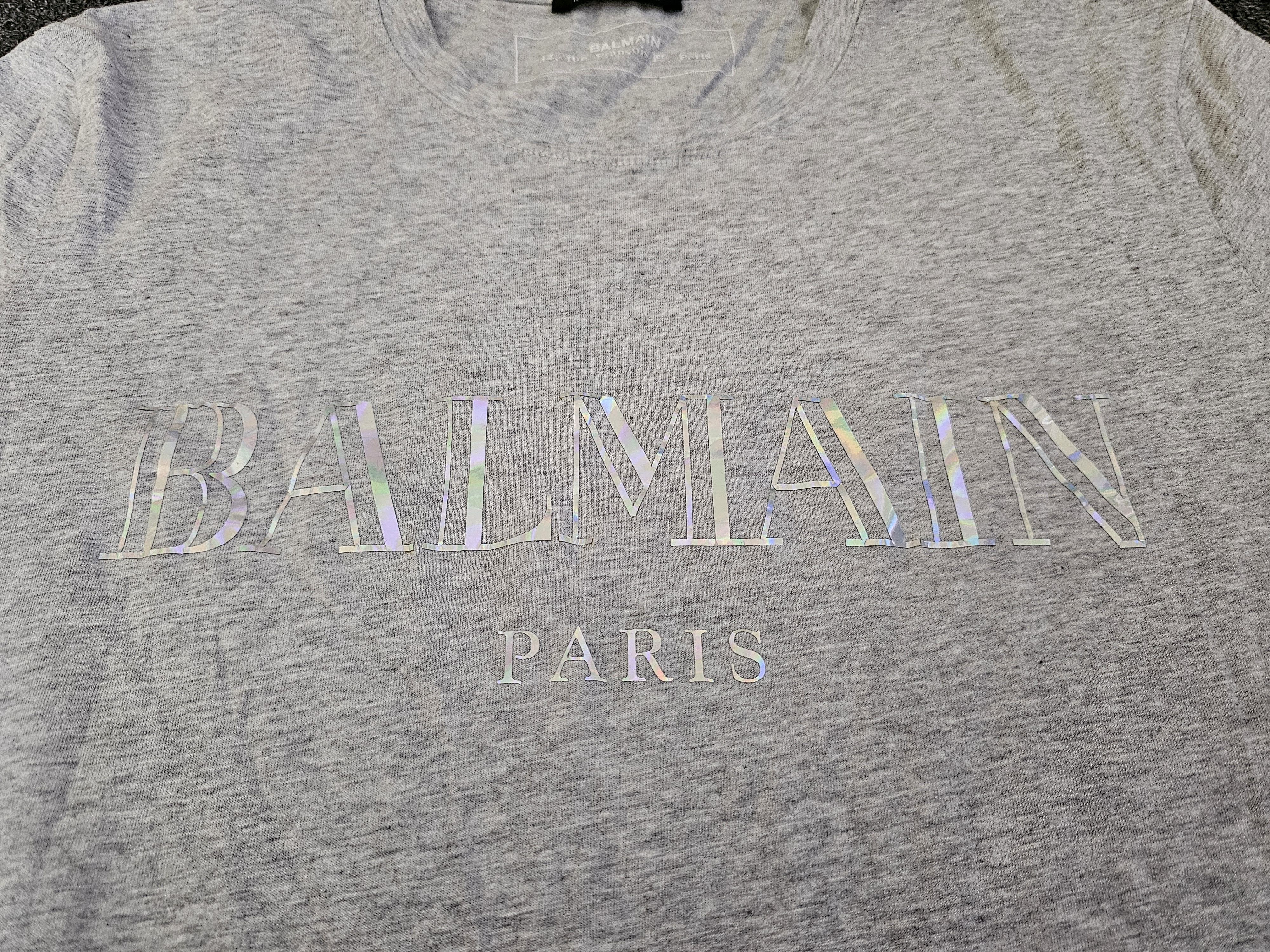 Balmain Balmain Men's Gray Laser Logo T-Shirt Size M Size US M / EU 48-50 / 2 - 2 Thumbnail