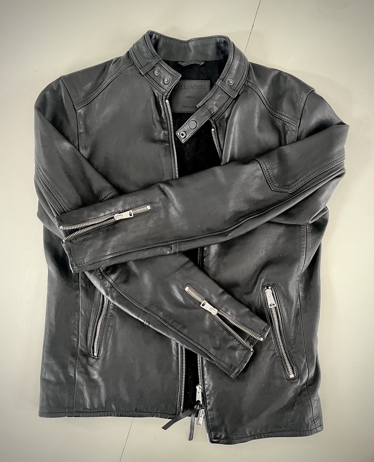 Allsaints Classic Leather Bomber Style MC Jacket Size US S / EU 44-46 / 1 - 1 Thumbnail