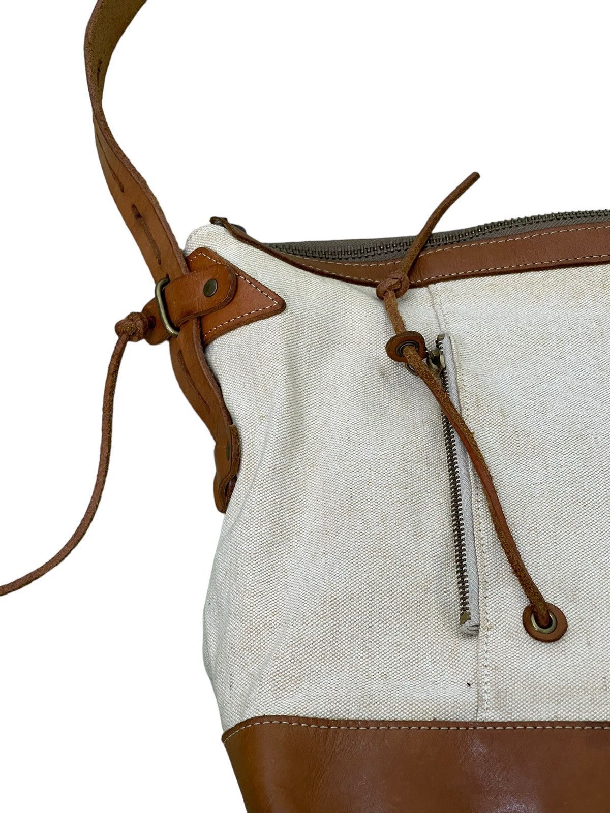 Japanese Brand Messenger Bag Teha Amana Leather Cotton Canvas Size ONE SIZE - 7 Thumbnail