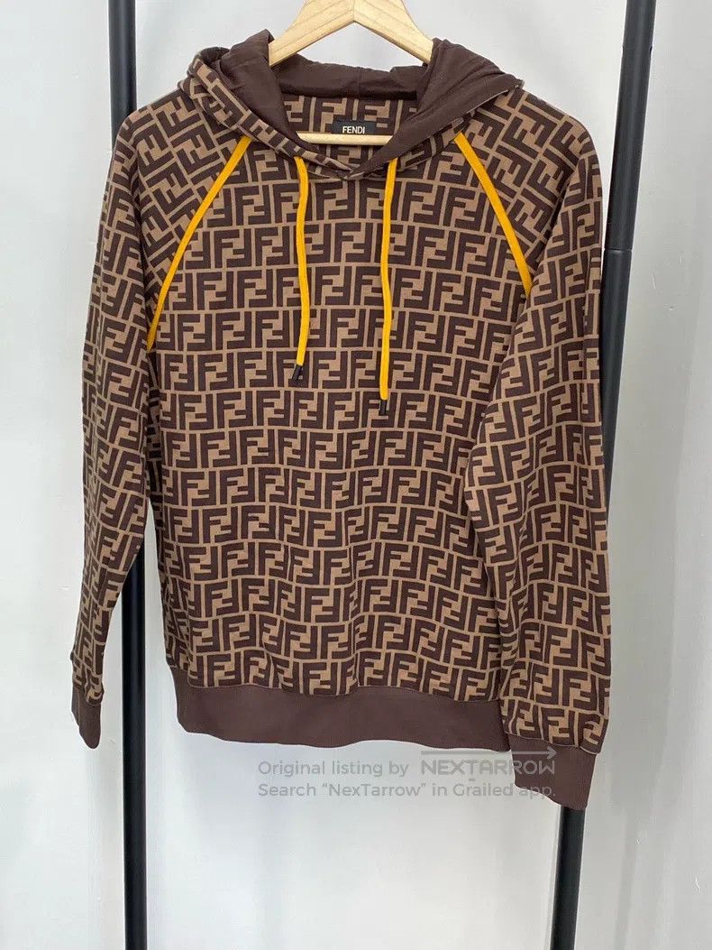 Fendi Fendi Dark Brown Logo Letter Printed Cotton Hooded Sweatsh Size US XS / EU 42 / 0 - 1 Thumbnail