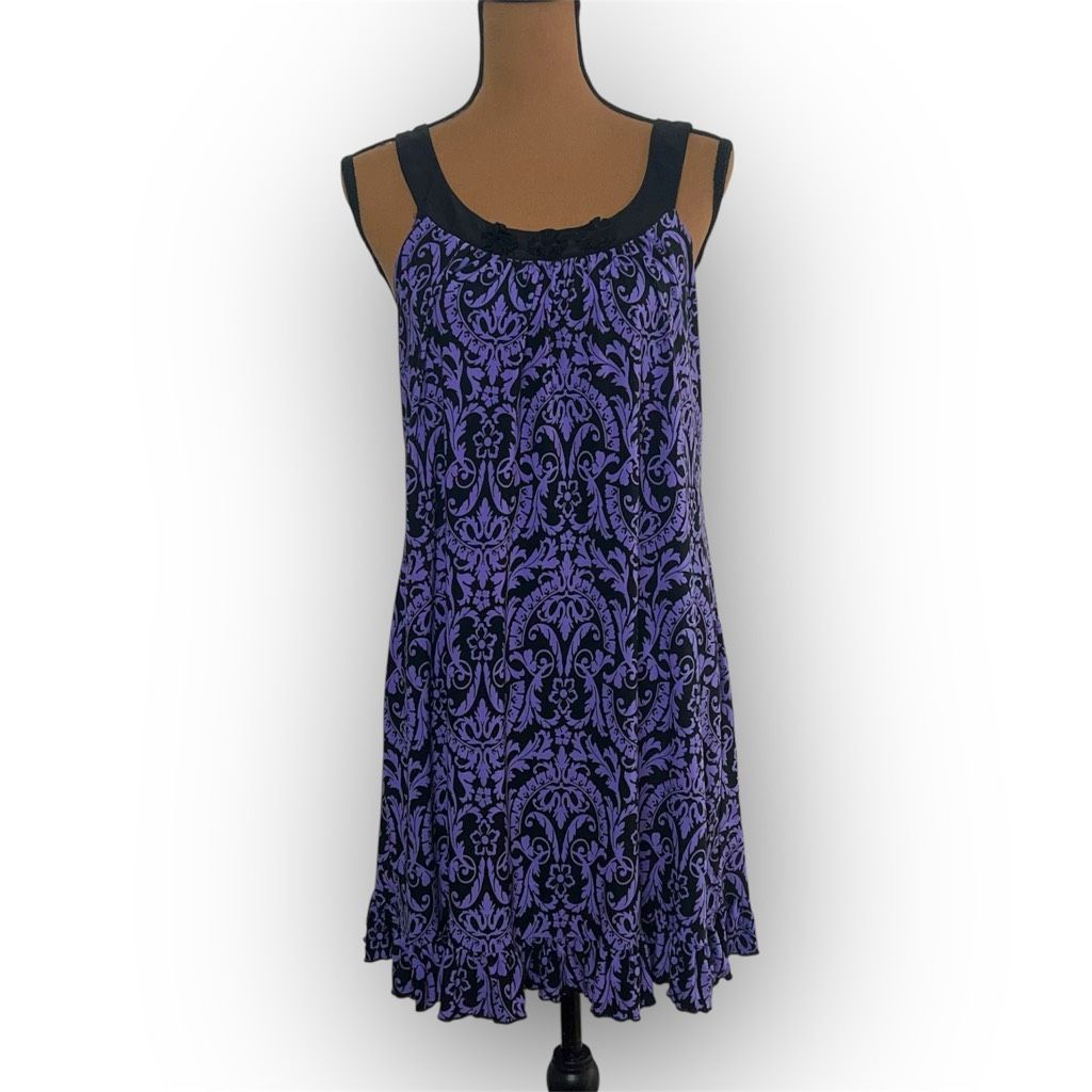 Alpha Studio Studio Donatella Purple & Black Floral Print Chemise Nightgo Size ONE SIZE - 1 Thumbnail