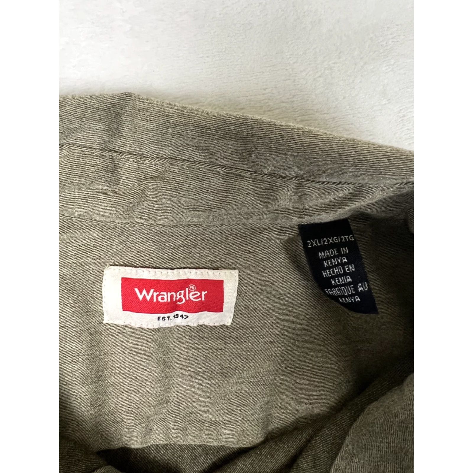 Wrangler Wrangler Shirt Western Button-Up Mens 2XLT Solid Green Sleeve Work Wear Casual Button-Up Weather-Ready Size US XXL / EU 58 / 5 - 2 Thumbnail