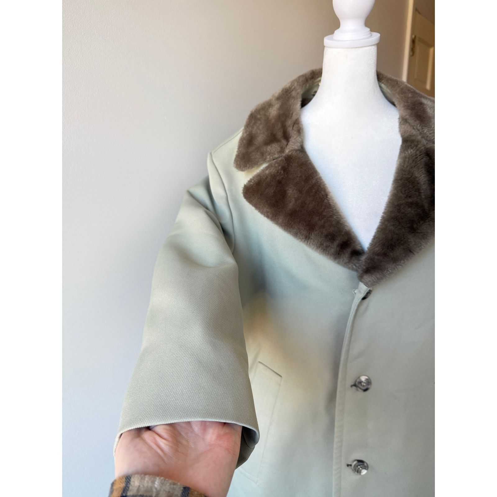 Vintage Vintage Sage Green Fur Collar Coat size 42 Size M / US 6-8 / IT 42-44 - 6 Thumbnail