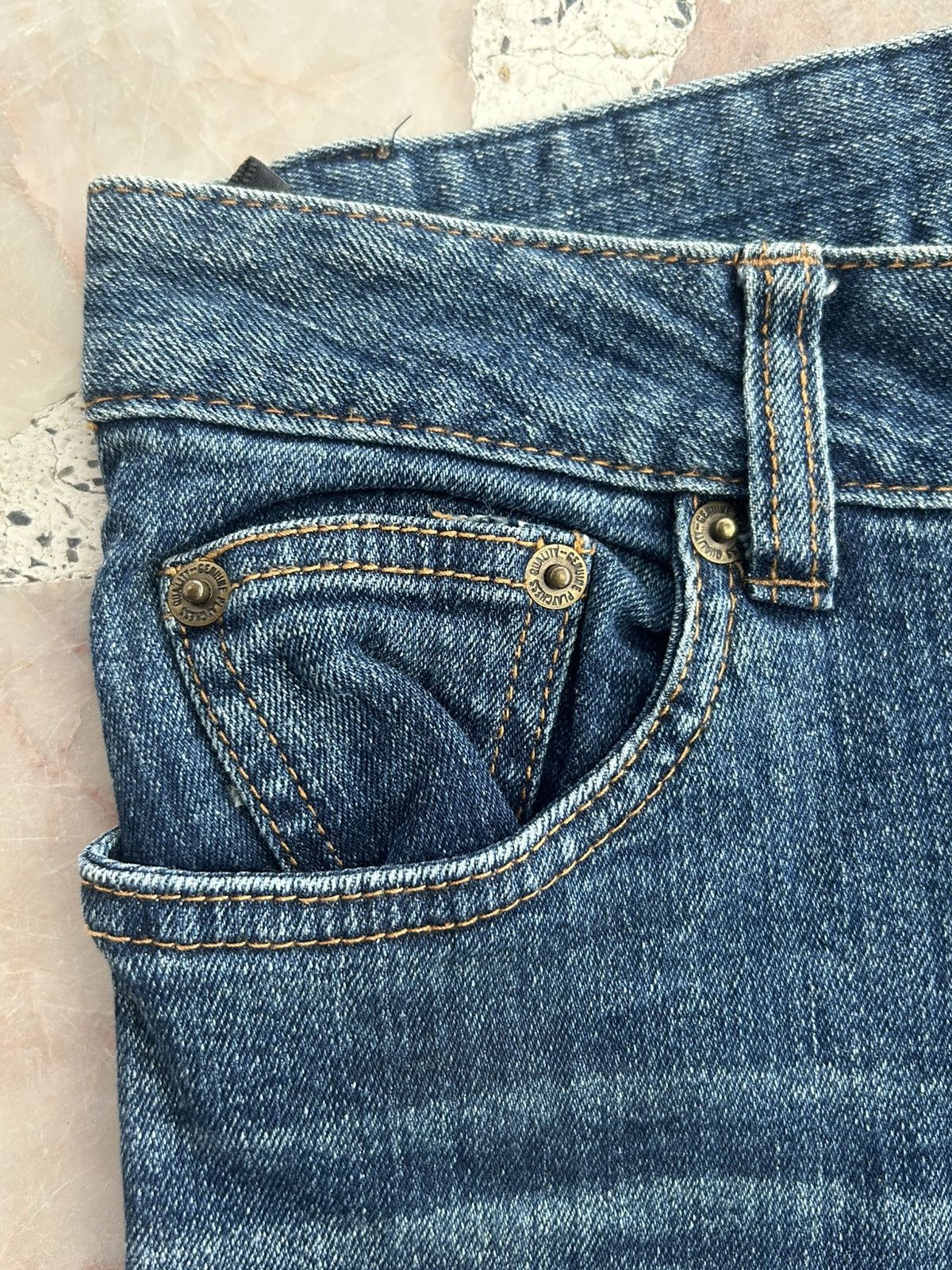 Japanese Brand Playchess Japan Flare Denim Floral Embroidered Vintage Jeans Size 29" - 6 Thumbnail