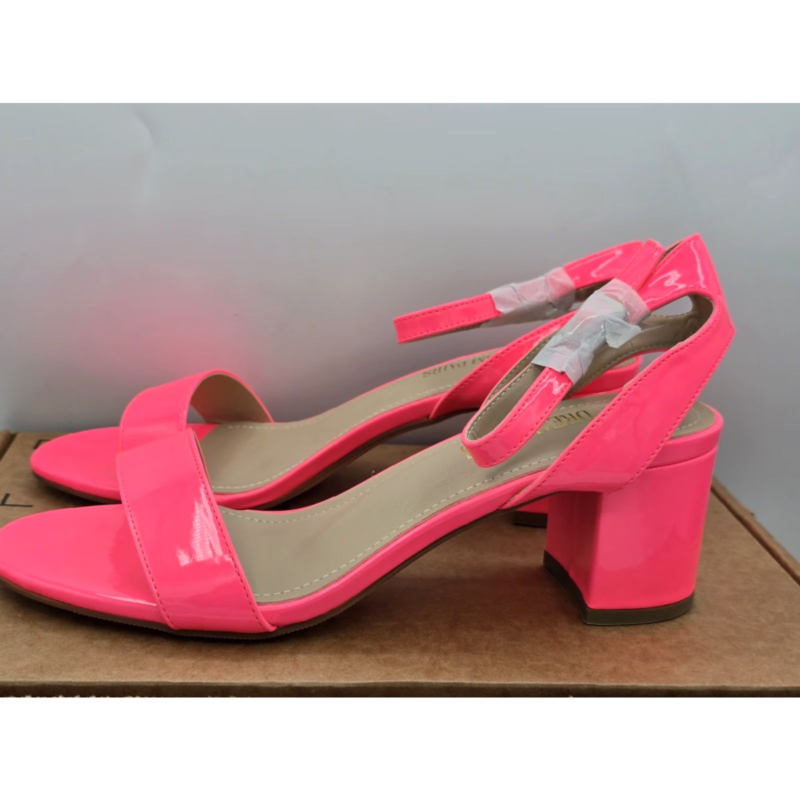 Pinko Dream Pairs Women’s Chunky Block Heel Open Toe - Size 9 - Color Hot Pink - Strappy Ankle - Faux Leather - Open Toe Woman Size US 9 / IT 39 - 4 Thumbnail