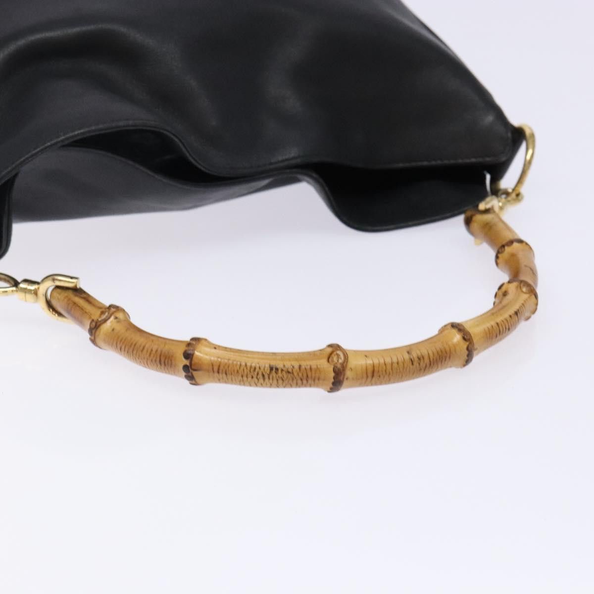 Gucci GUCCI Bamboo Hand Bag Leather Black Gold 001 1998 001 1998 Size ONE SIZE - 7 Thumbnail