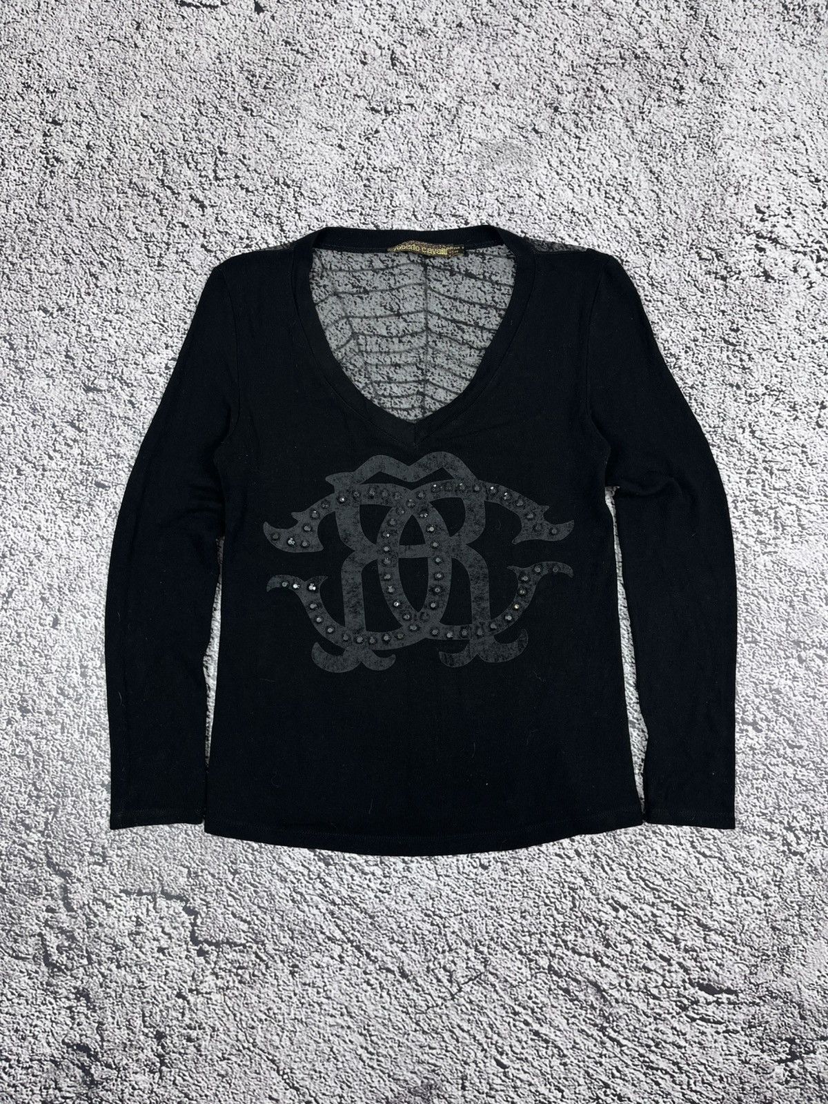 Roberto Cavalli Vintage Roberto Cavalli Logo Web Mesh back Longsleeve blouse Size L / US 10 / IT 46 - 1 Thumbnail
