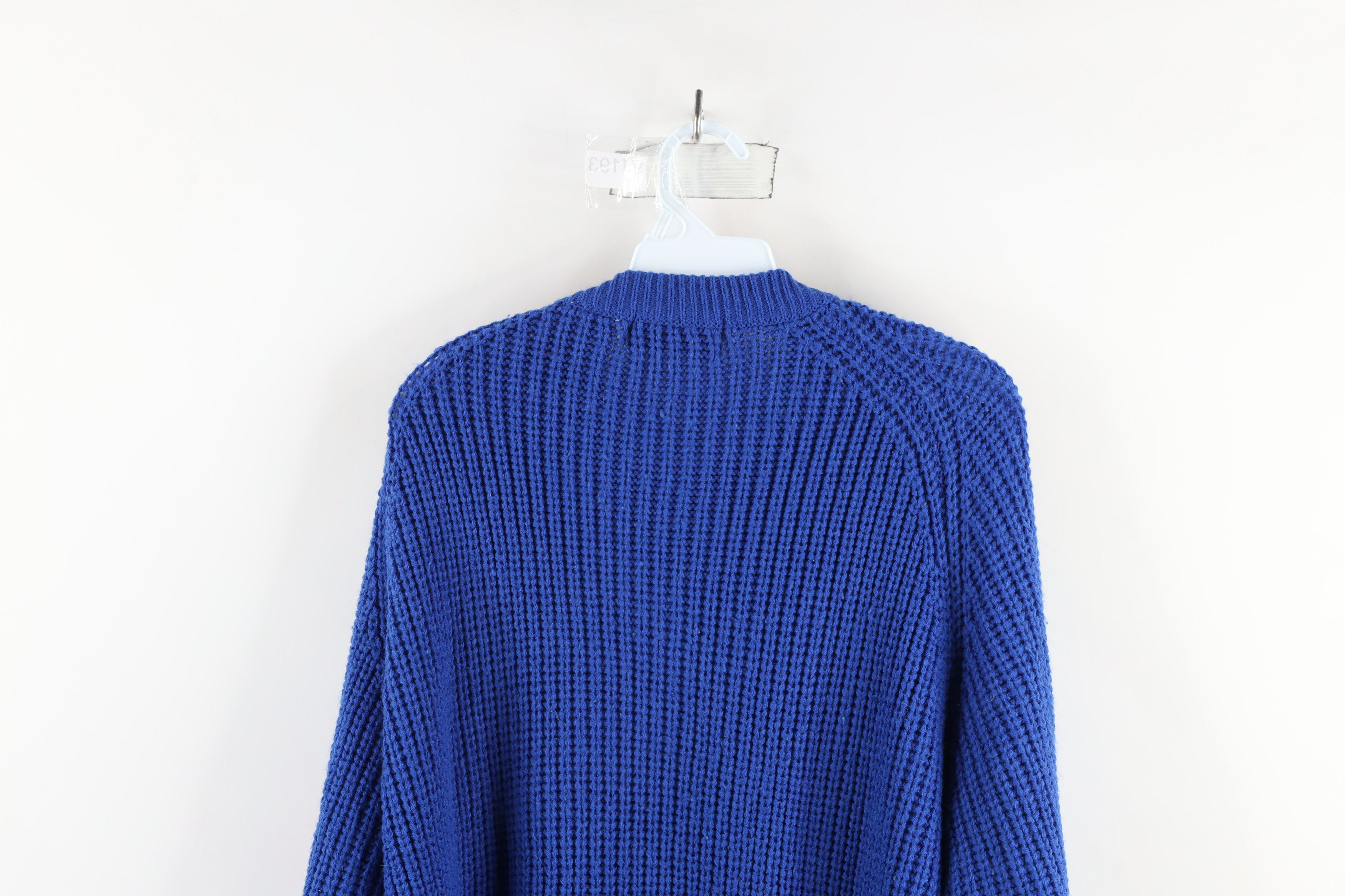 Vintage Vintage 90s Streetwear Chunky Ribbed Knit Sweater Royal Blue Size US XXL / EU 58 / 5 - 8 Thumbnail