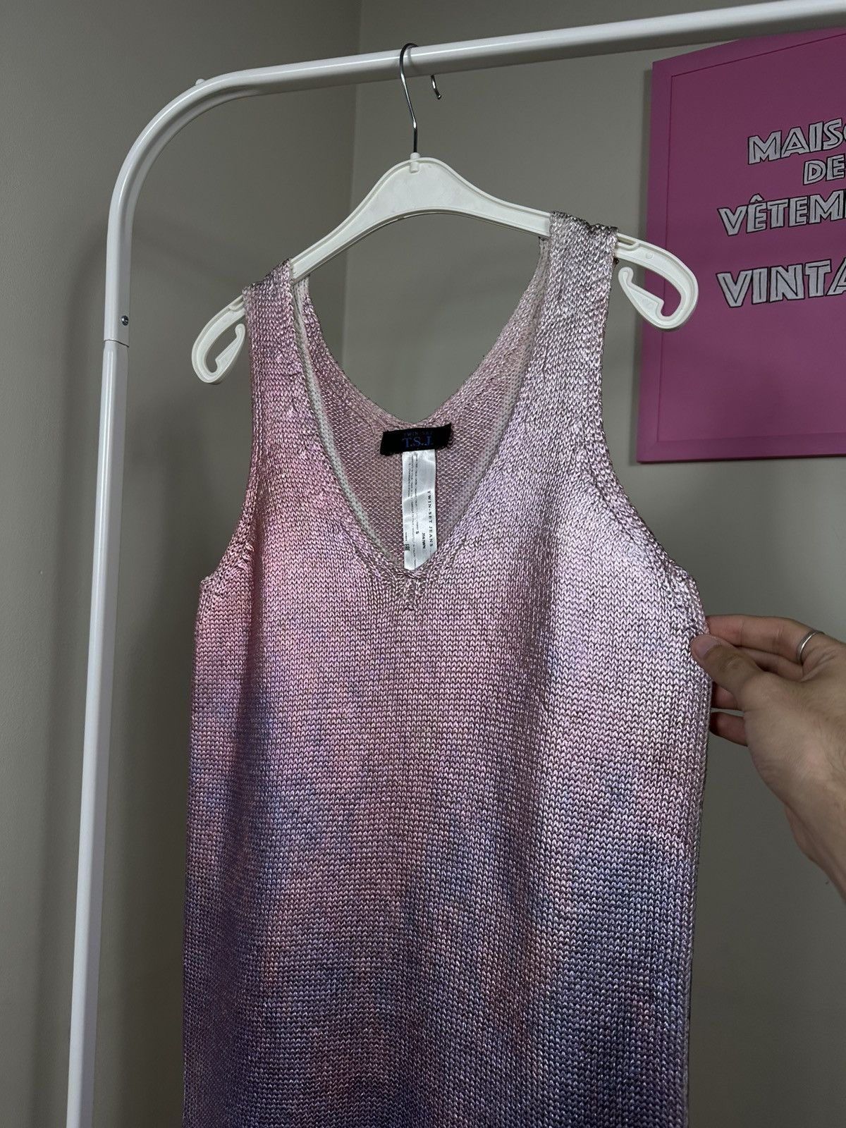 TWINSET Twin-Set Jeans Mini Dress Tank Top Knitted Metallic Pink Size S / US 4 / IT 40 - 7 Thumbnail