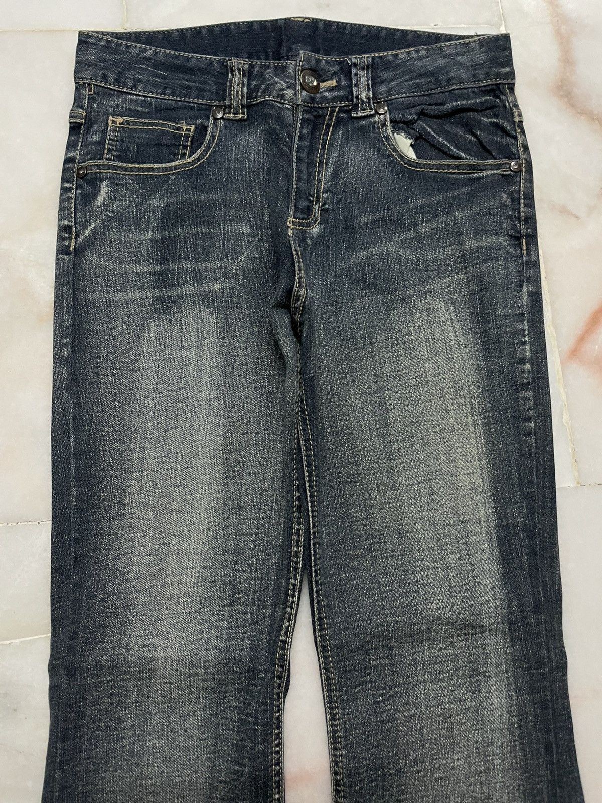 Tornado Mart 💥Insane💥Flared 90s Style Japanes Washed Whisker Bootcut Jean Size 27" / US 4 / IT 40 - 2 Thumbnail
