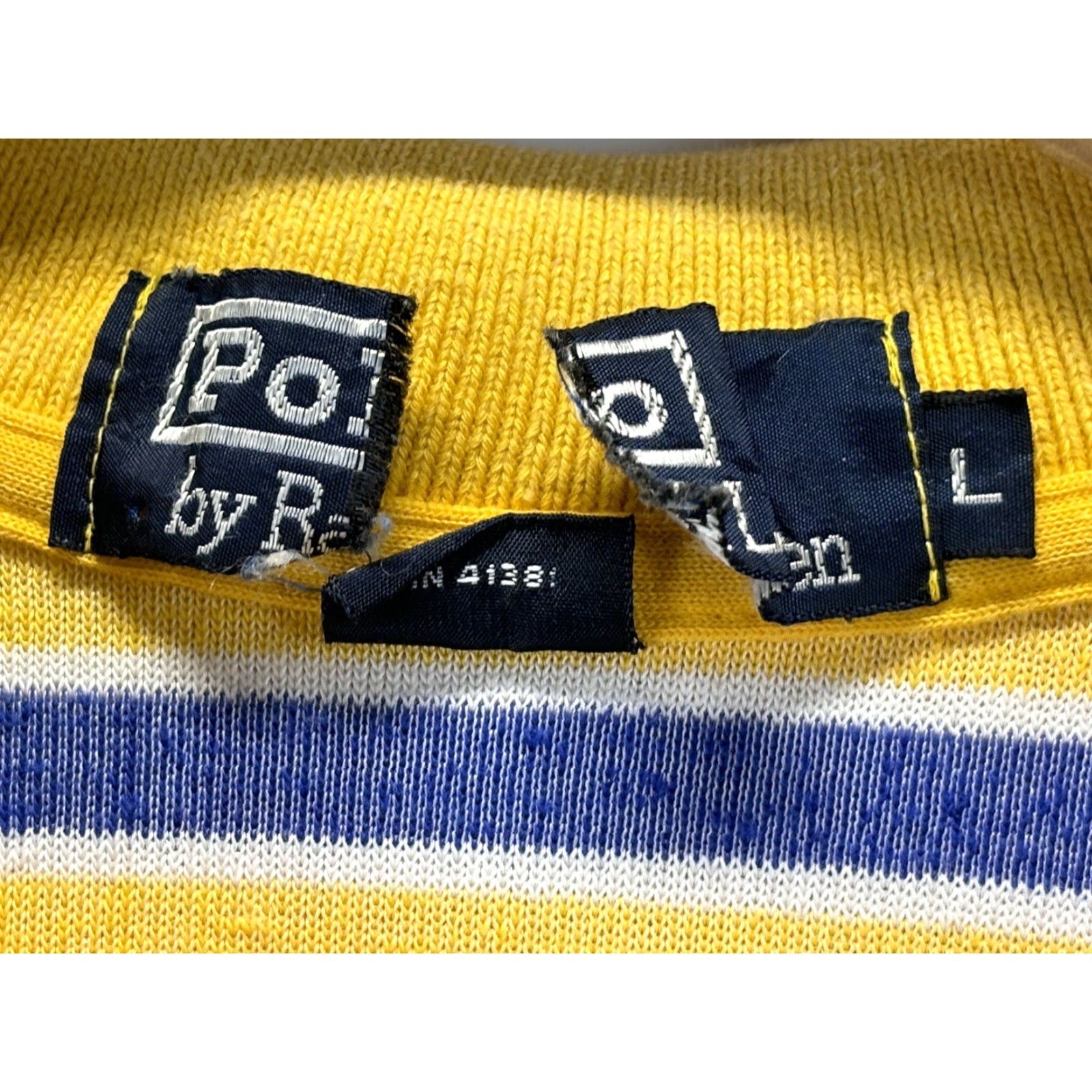 Ralph Lauren VINTAGE Polo Ralph Lauren Polo Shirt Men Striped French Terry Size L Yellow/Blue 52" Chest USA Made Polo Shirt Mens Size US L / EU 52-54 / 3 - 5 Thumbnail