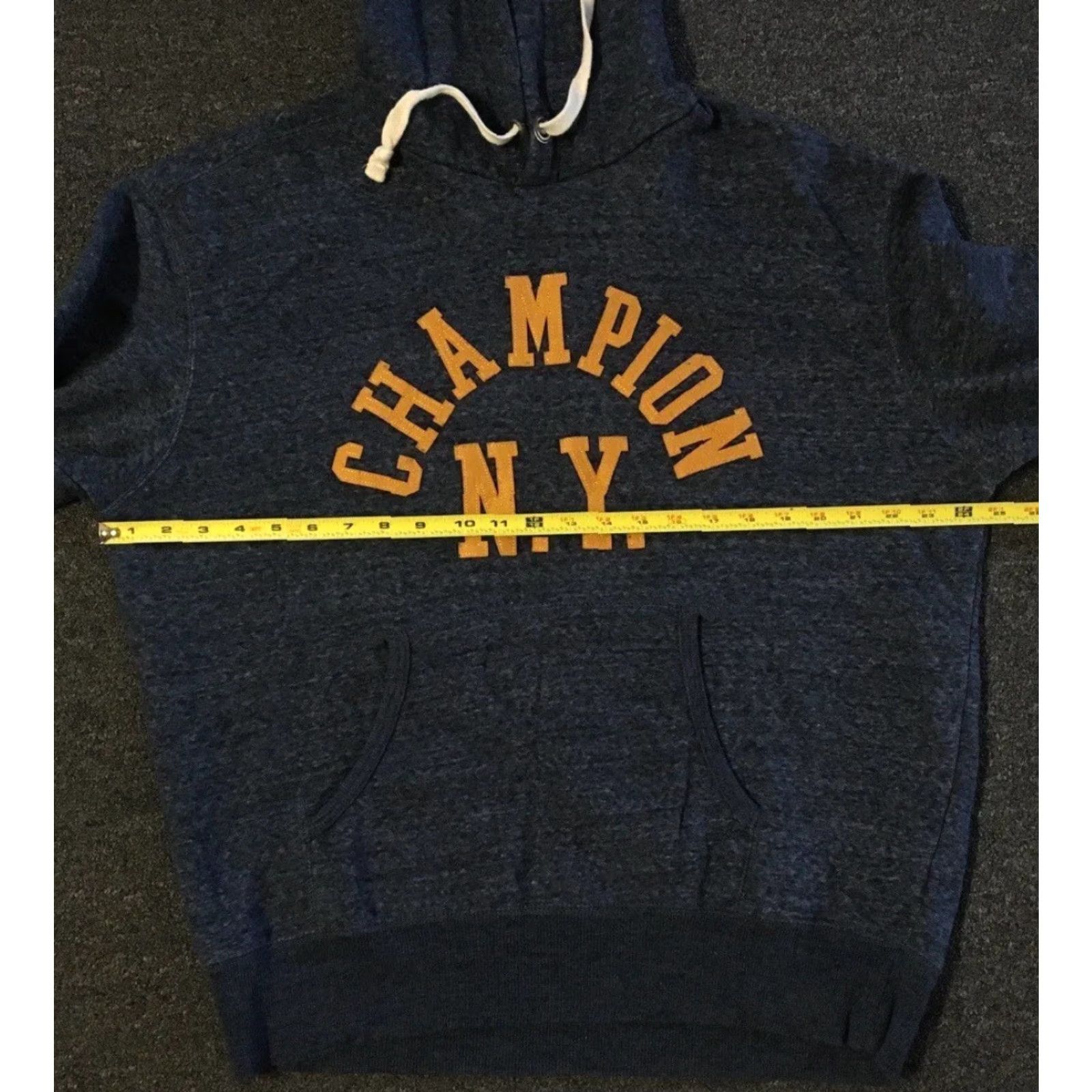 Champion Champion NY Spellout Hoodie L Hoodie Mens Blue 90s College Hip Hop Vintage NYC Track & Field Style Pullover Size US L / EU 52-54 / 3 - 5 Thumbnail