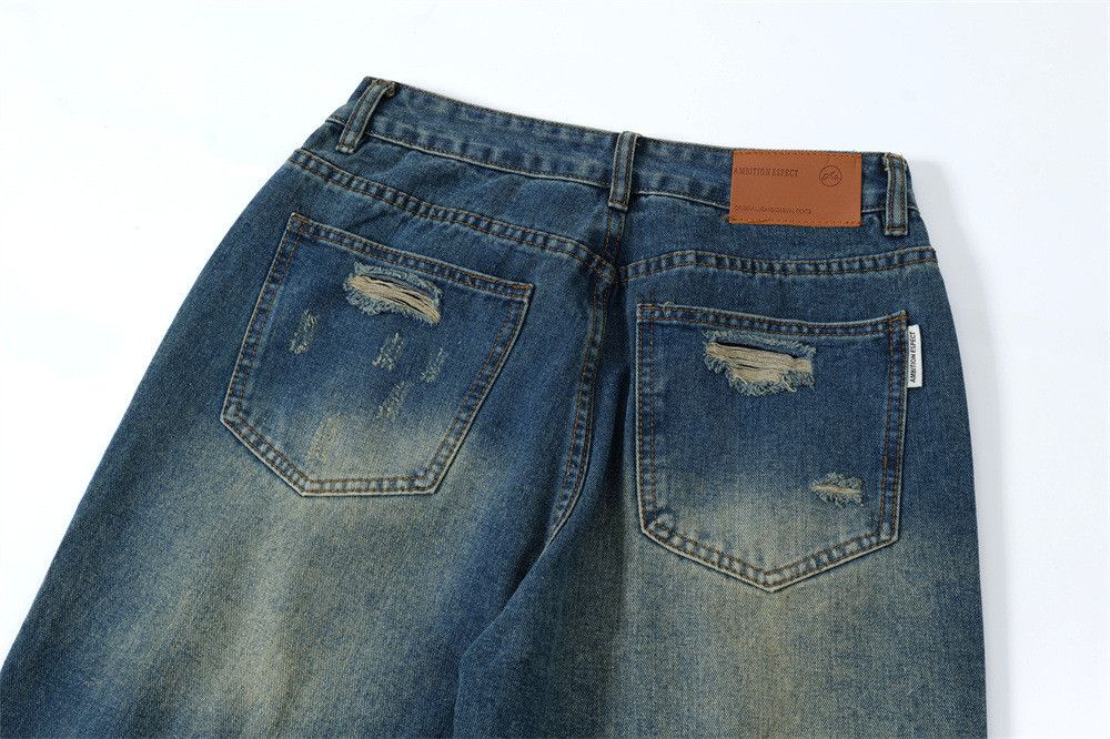 Japanese Brand Men's heavy washed distressed Ripped jeans y2k Size US 32 / EU 48 - 5 Thumbnail